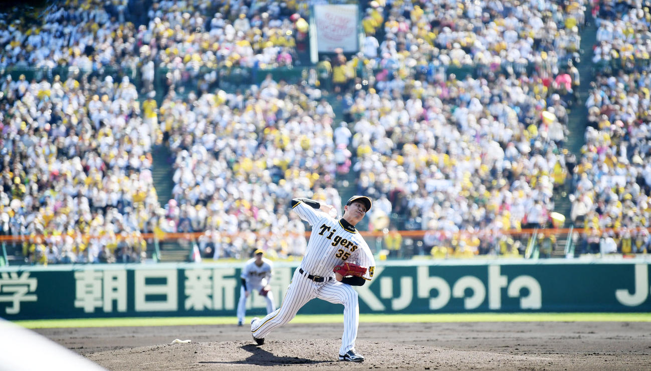 阪神対ヤクルト　阪神先発の才木（撮影・前岡正明）
