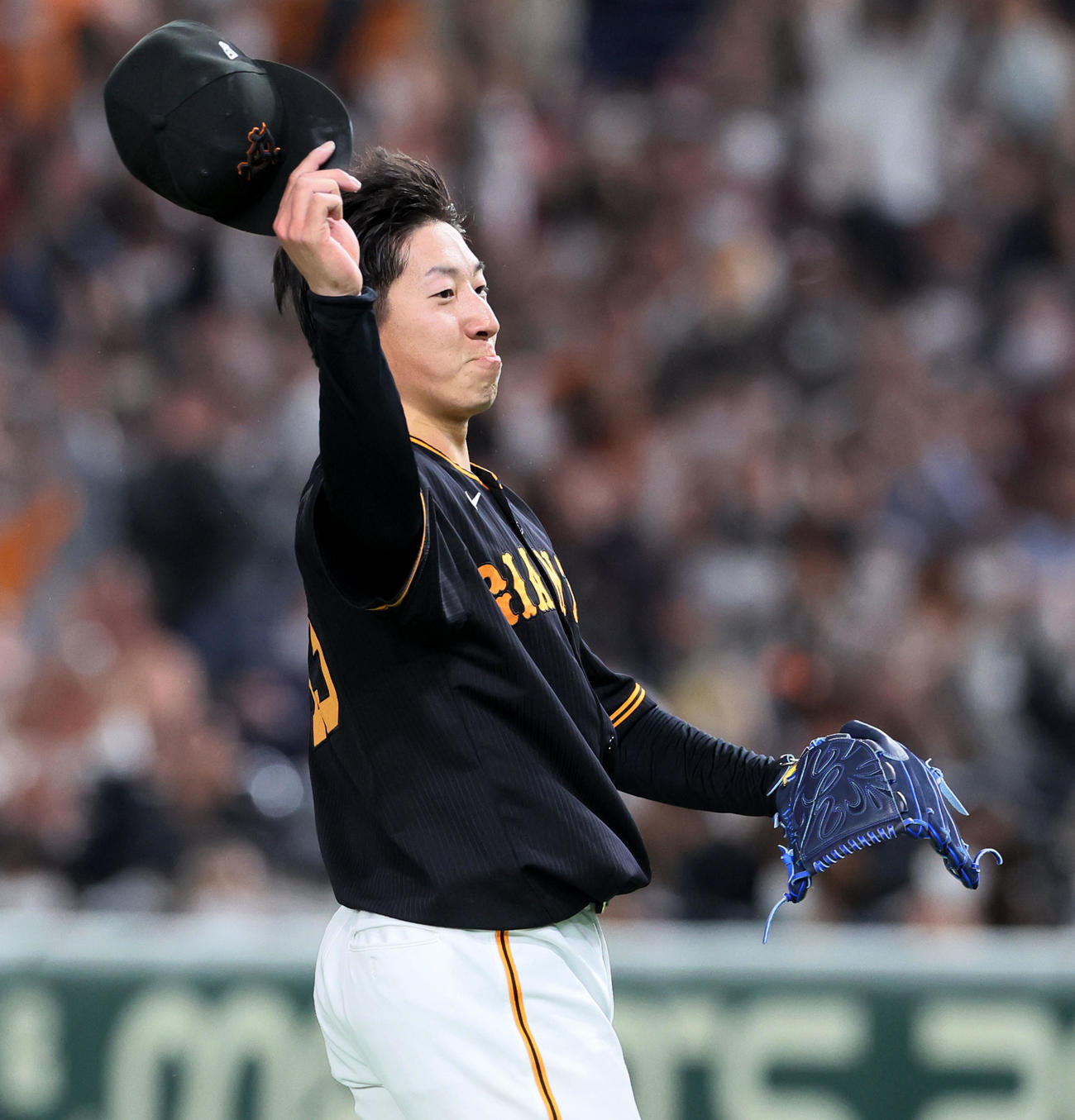 巨人対阪神　9回表阪神2死満塁、大勢は代打島田を三振に仕留める（撮影・加藤哉）