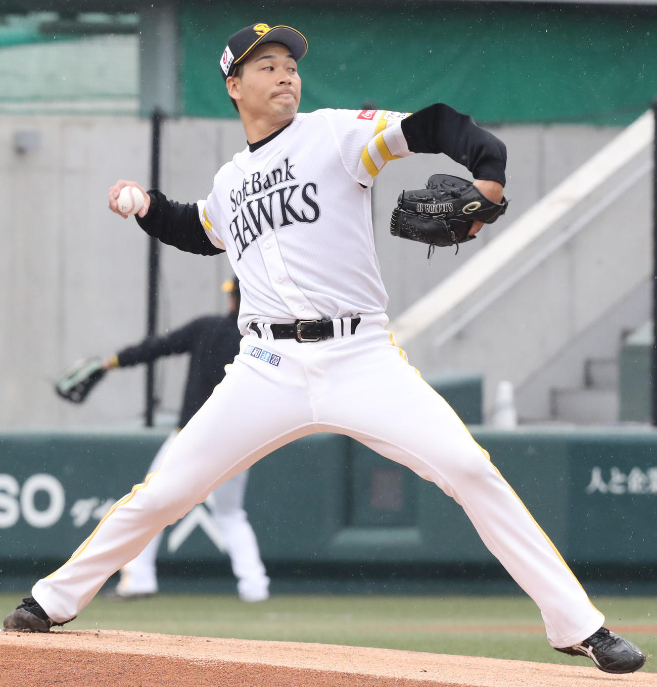 ウエスタン・リーグ阪神戦で力投するソフトバンク武田翔太（2023年4月撮影）