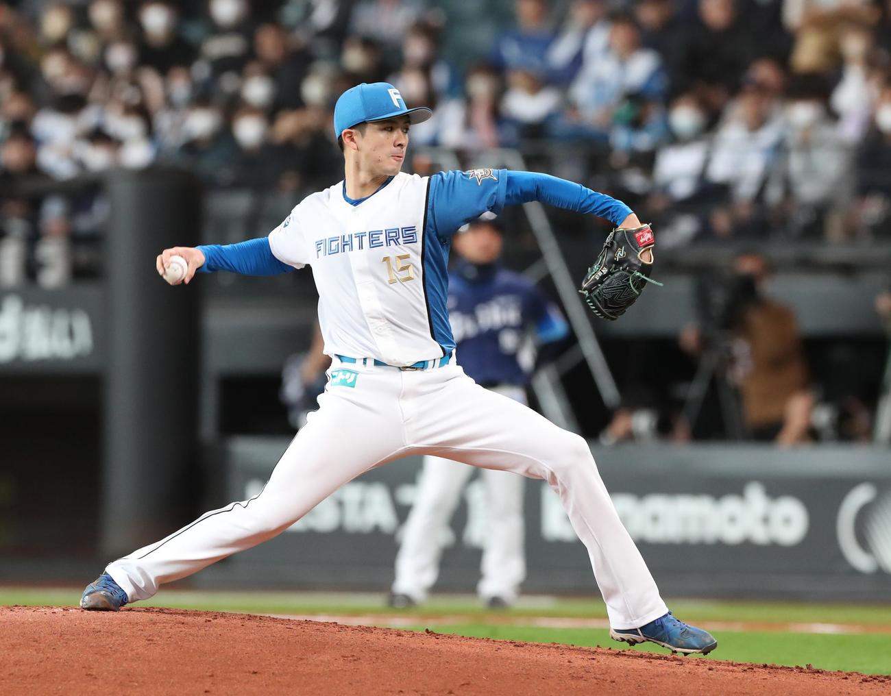 日本ハム対西武　　日本ハム先発の上沢（撮影・黒川智章）