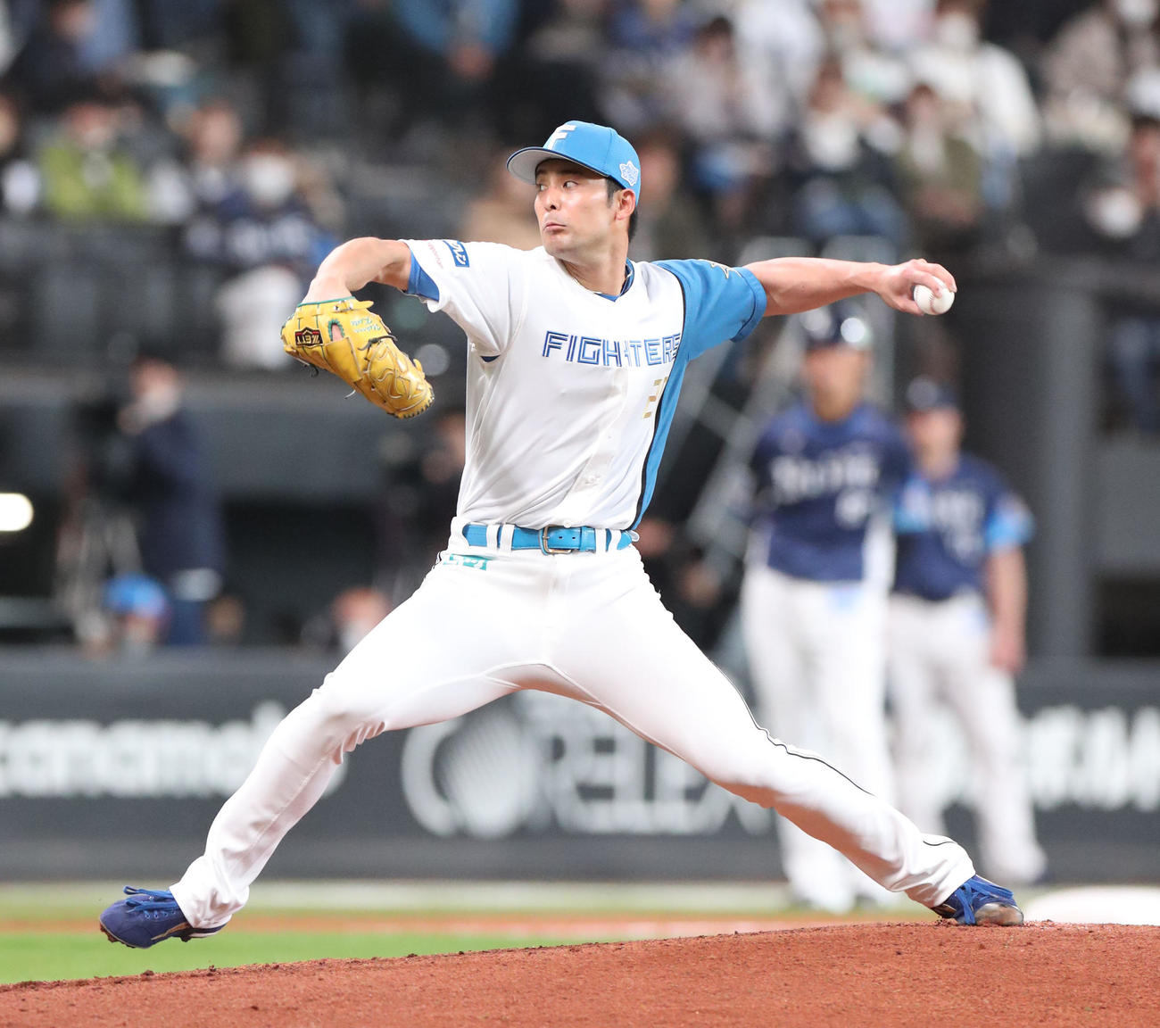 日本ハム対西武　日本ハム先発の上原（撮影・佐藤翔太）