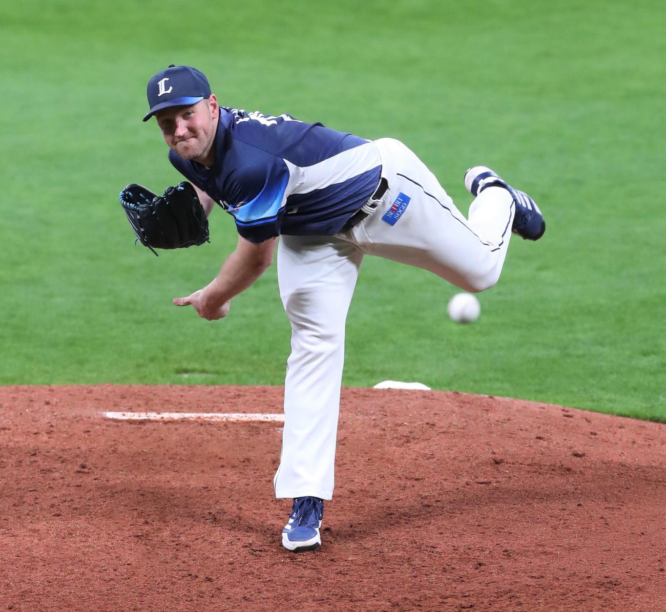 日本ハム対西武　6回まで日本ハム打線を無安打に抑えた西武エンス（撮影・黒川智章）