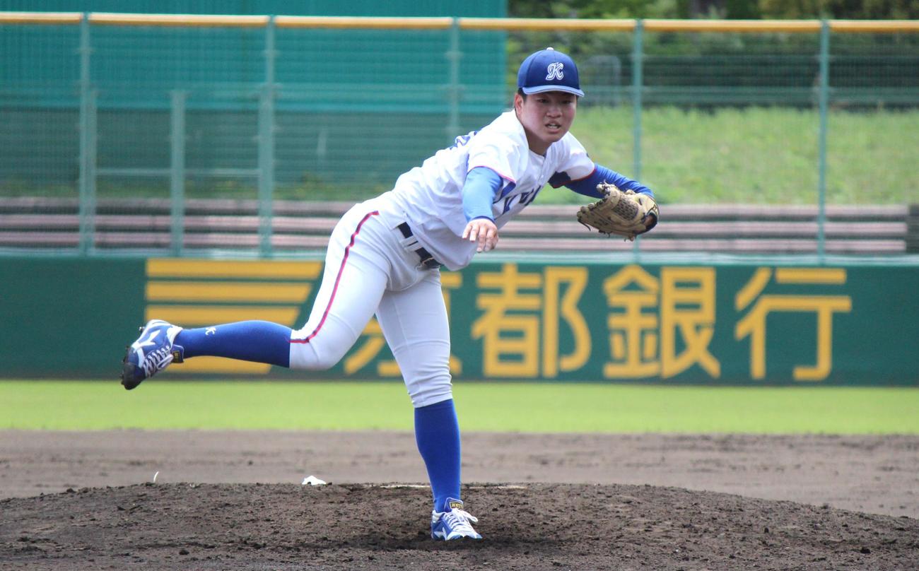神院大戦で好救援した大経大・林（撮影・柏原誠）