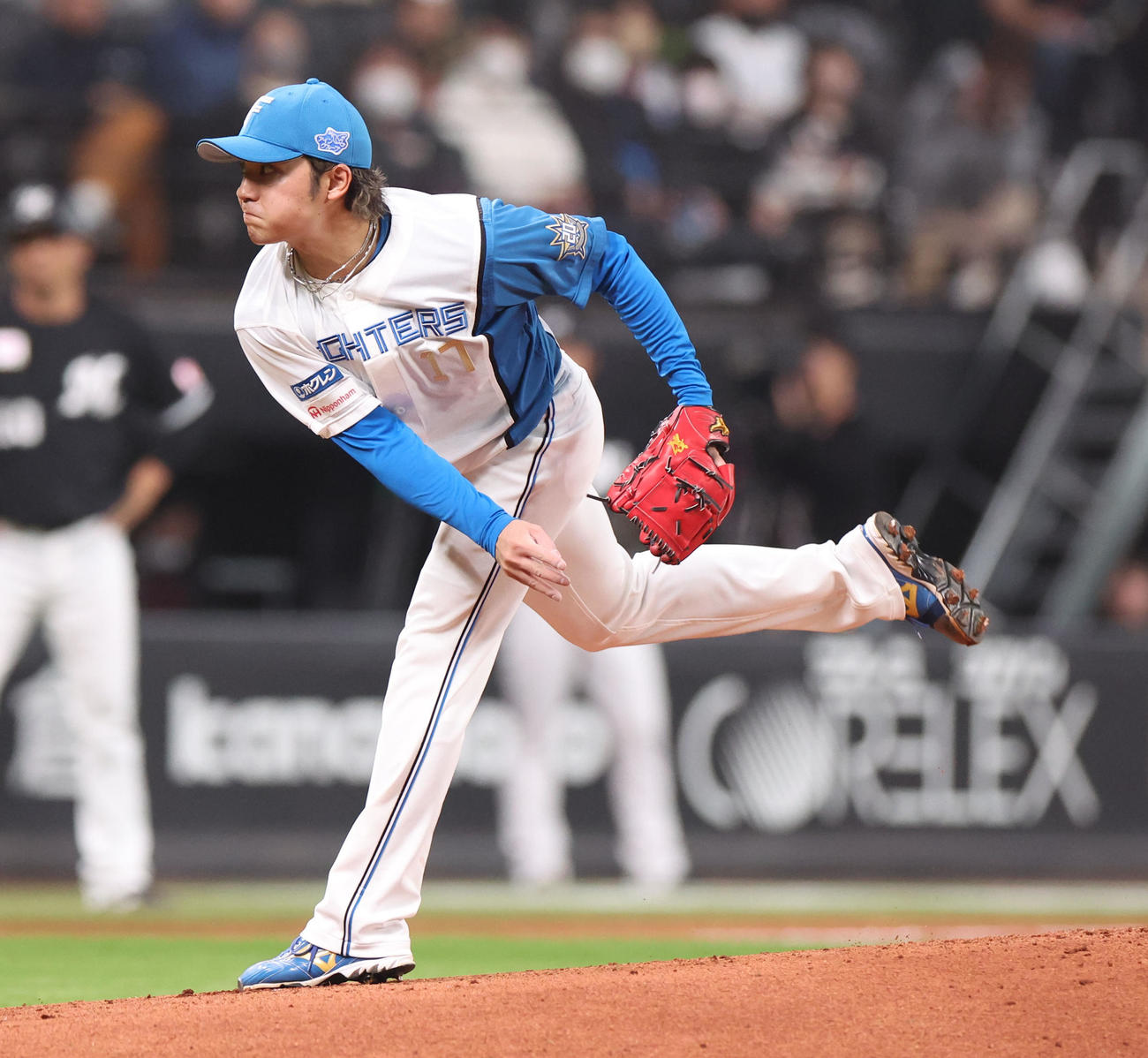 日本ハム対ロッテ　力投する日本ハム先発の伊藤（撮影・佐藤翔太）