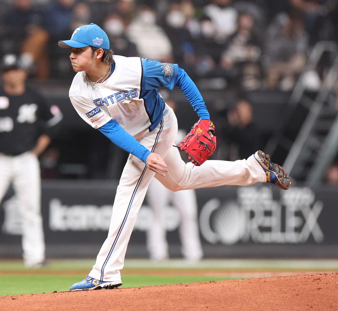 日本ハム対ロッテ　力投する日本ハム先発の伊藤（撮影・佐藤翔太）