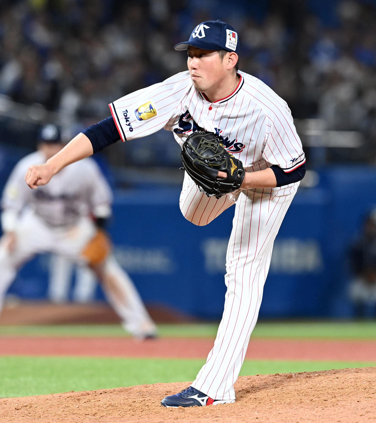 ヤクルト対中日　10回からマウンドに上がったヤクルト大西（撮影・たえ見朱実）