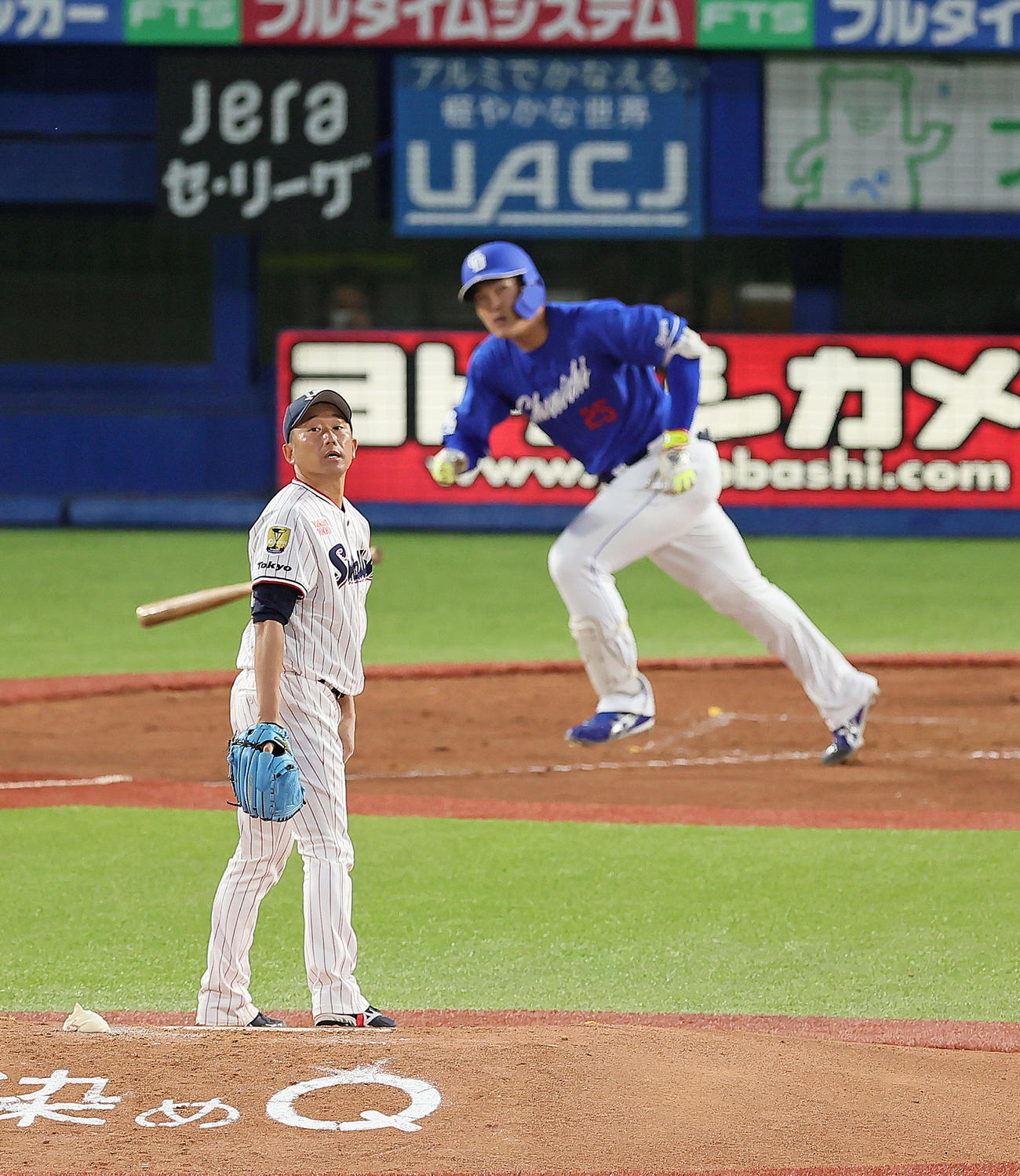ヤクルト対中日　2回表無死、石川昂に中越え本塁打を浴びる石川（撮影・足立雅史）