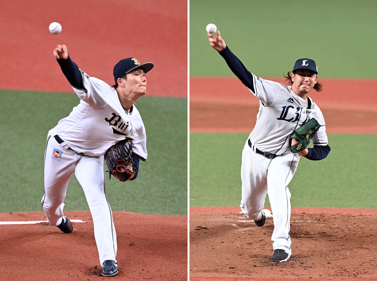オリックス山本由伸（左）と西武高橋光成
