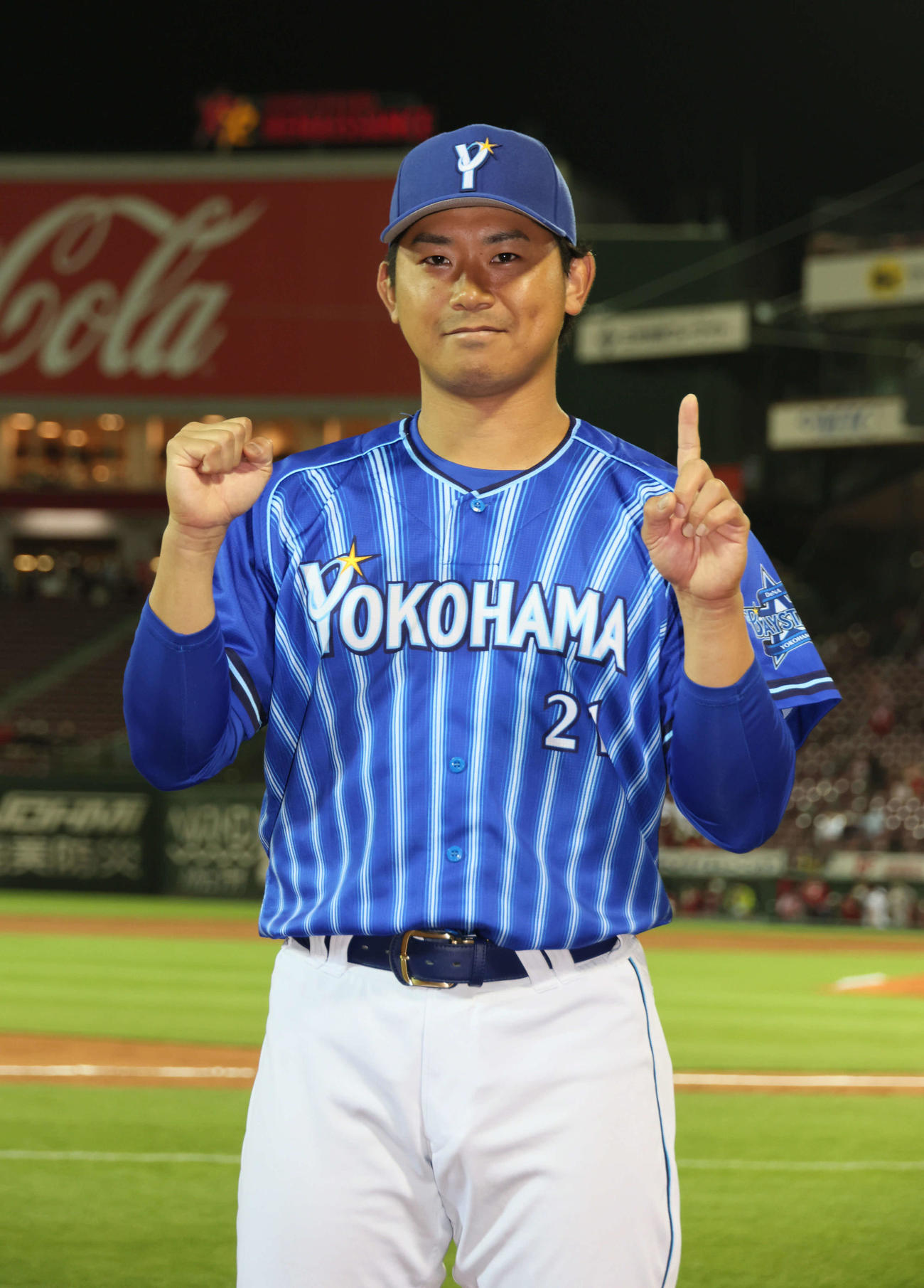 広島対DeNA　勝ち投手の今永（撮影・加藤孝規）