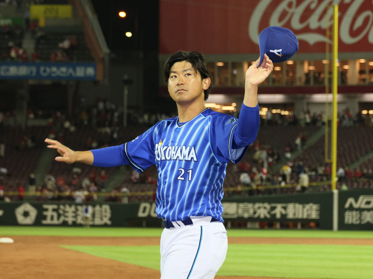 広島対DeNA　勝ち投手の今永（撮影・加藤孝規）