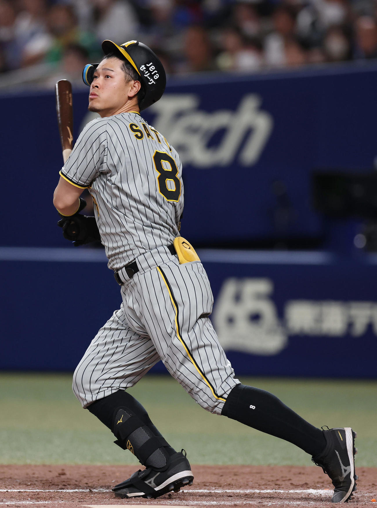 中日対阪神　9回表阪神無死、三邪飛に倒れる佐藤輝（撮影・前田充）