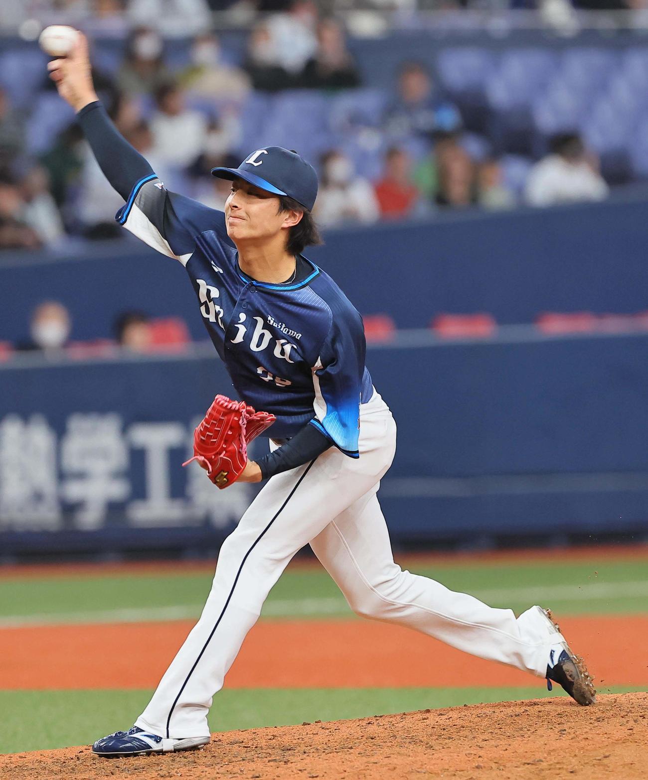 オリックス対西武　西武2番手の森脇（撮影・上田博志）