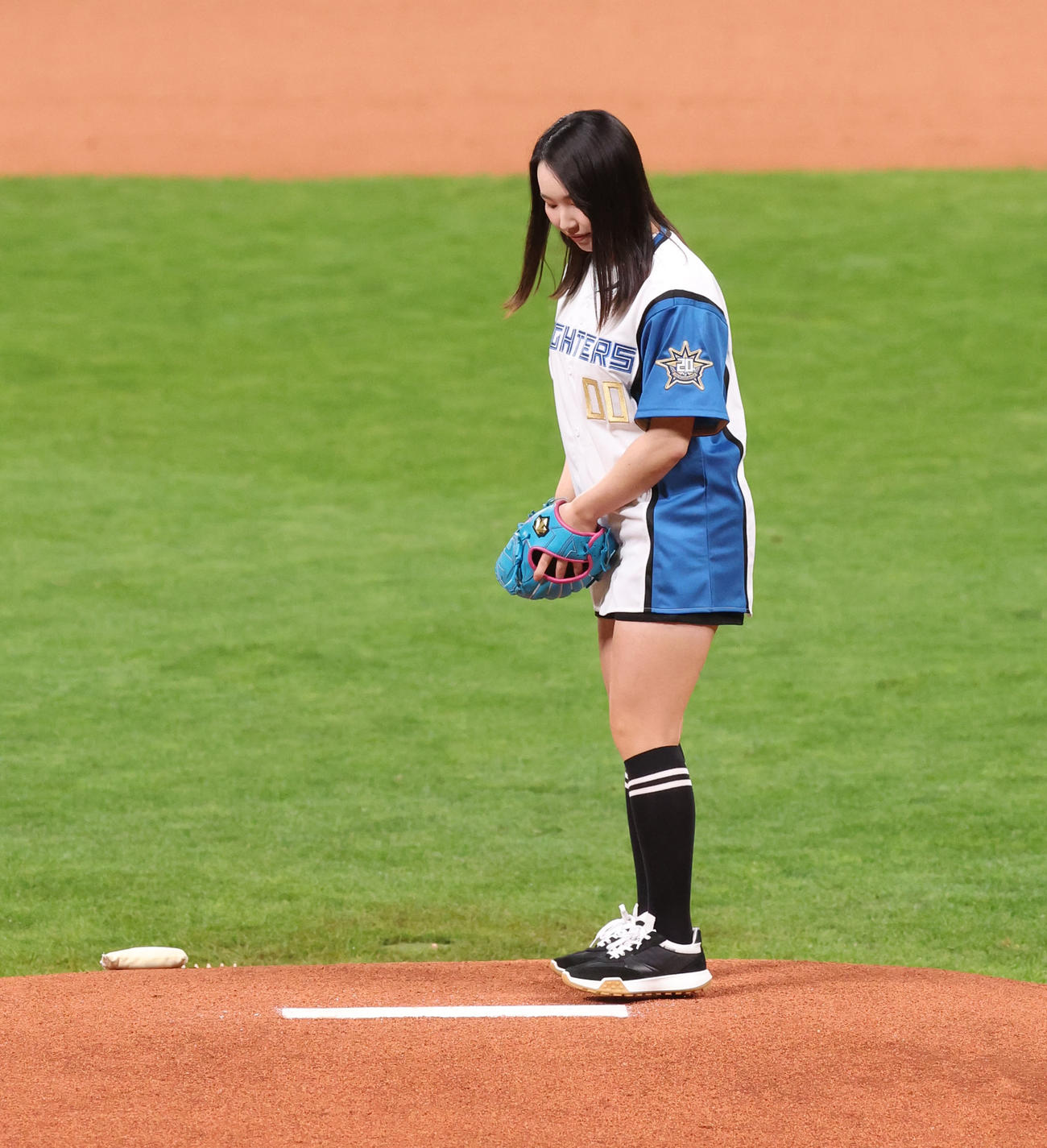 日本ハム対オリックス　マウンドに立つ小祝さくら（撮影・佐藤翔太）