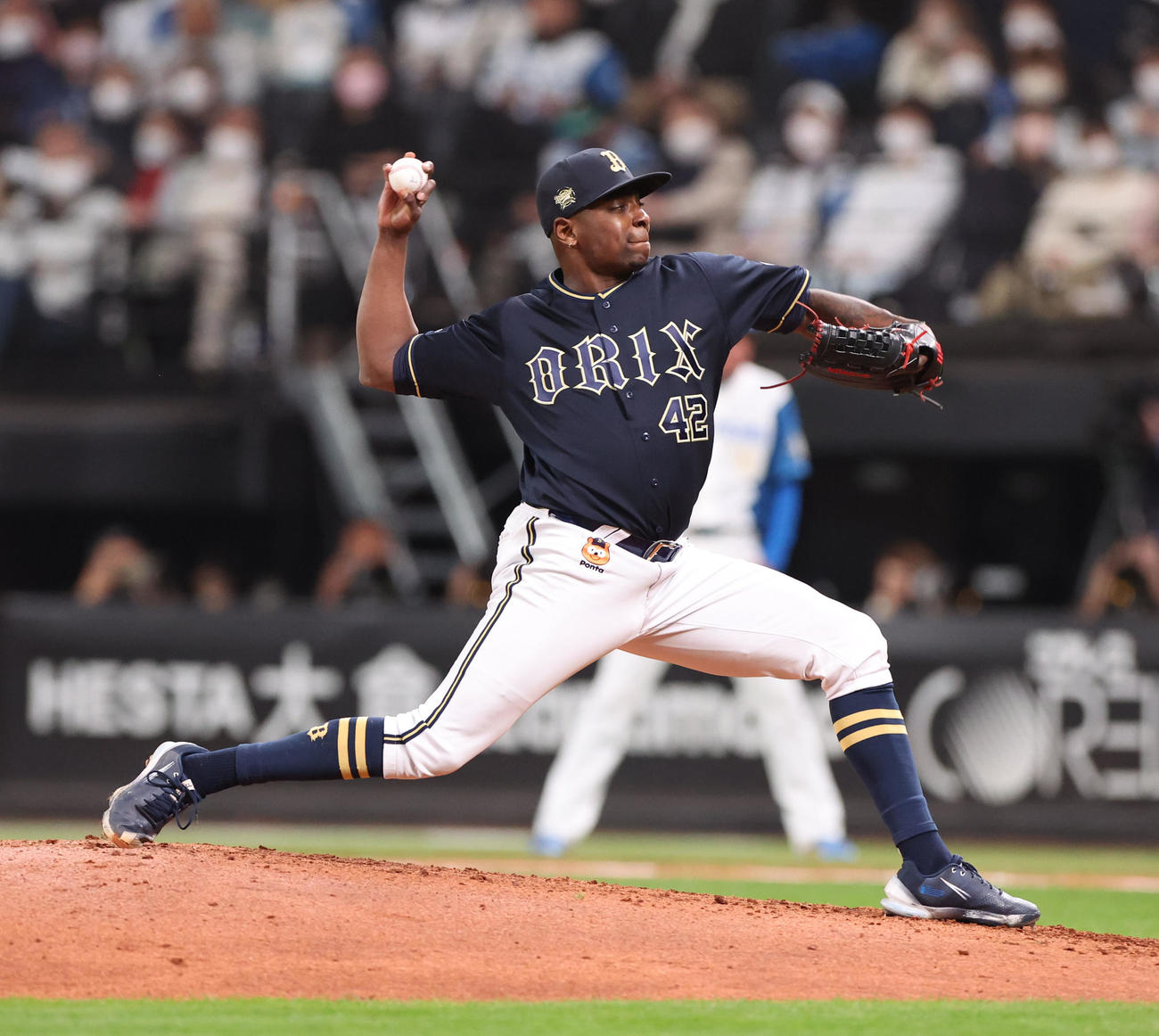日本ハム対オリックス　オリックス3番手のコットン（撮影・佐藤翔太）