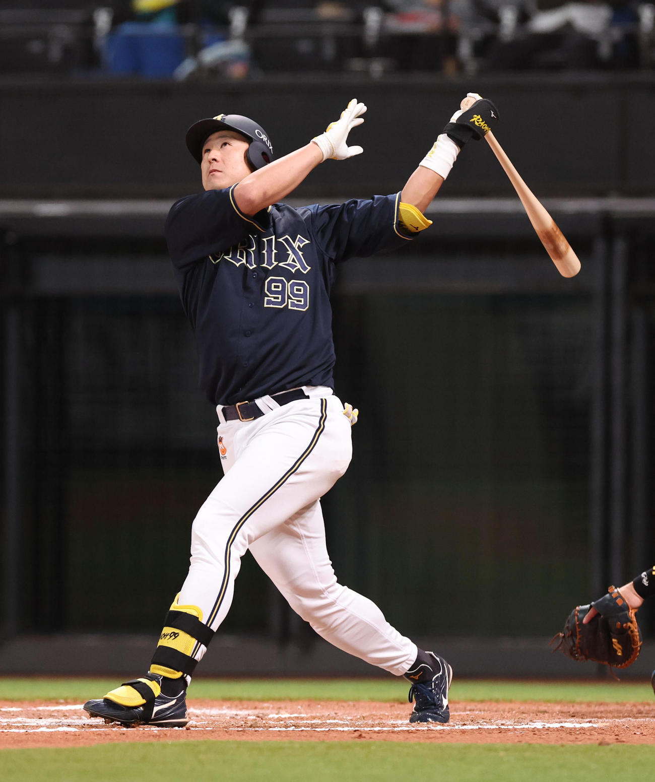 日本ハム対オリックス　6回表オリックス無死、杉本は右越え本塁打を放つ（撮影・佐藤翔太）