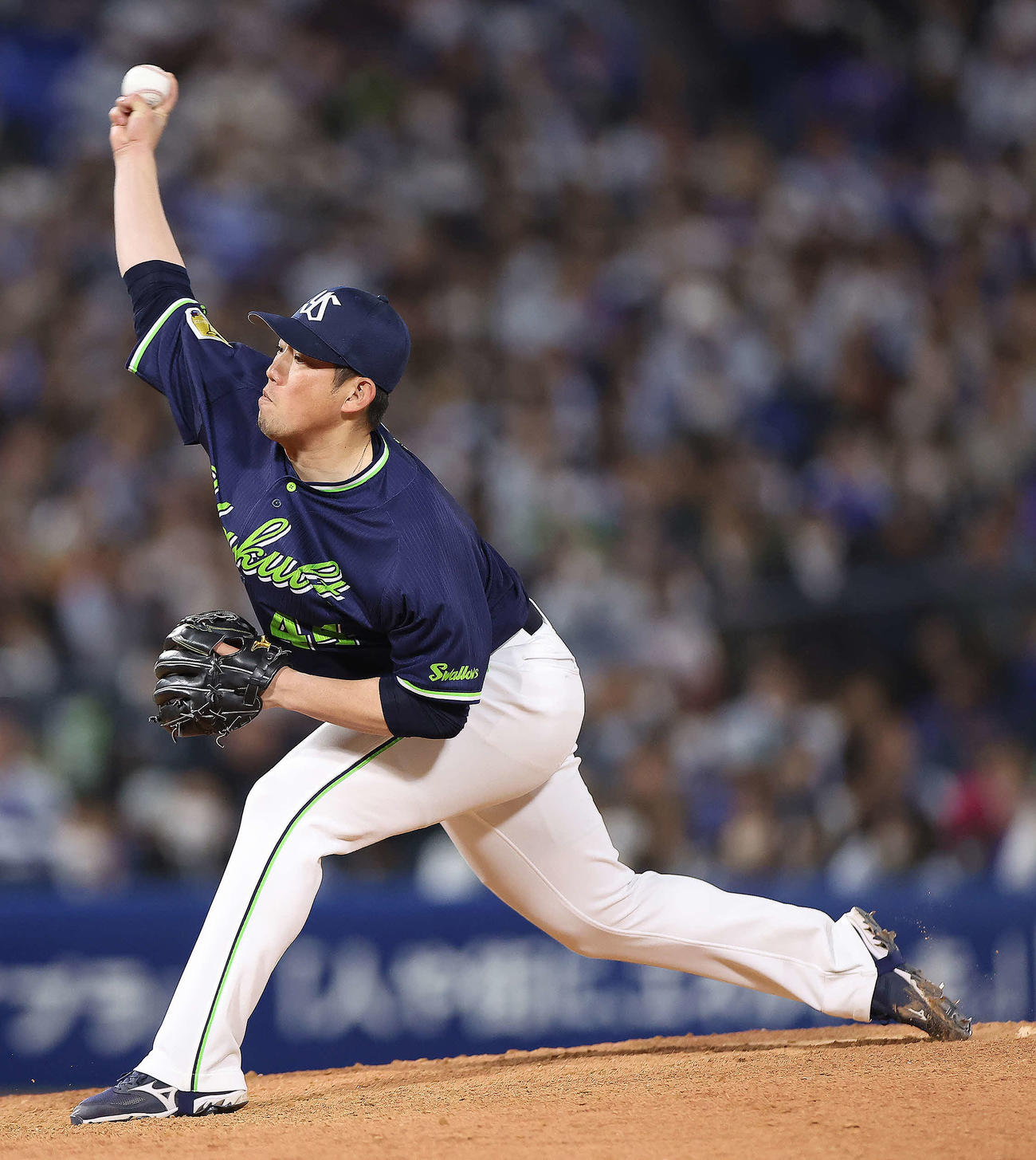 DeNA対ヤクルト　9回裏、ヤクルト5番手で登板する大西（撮影・河田真司）