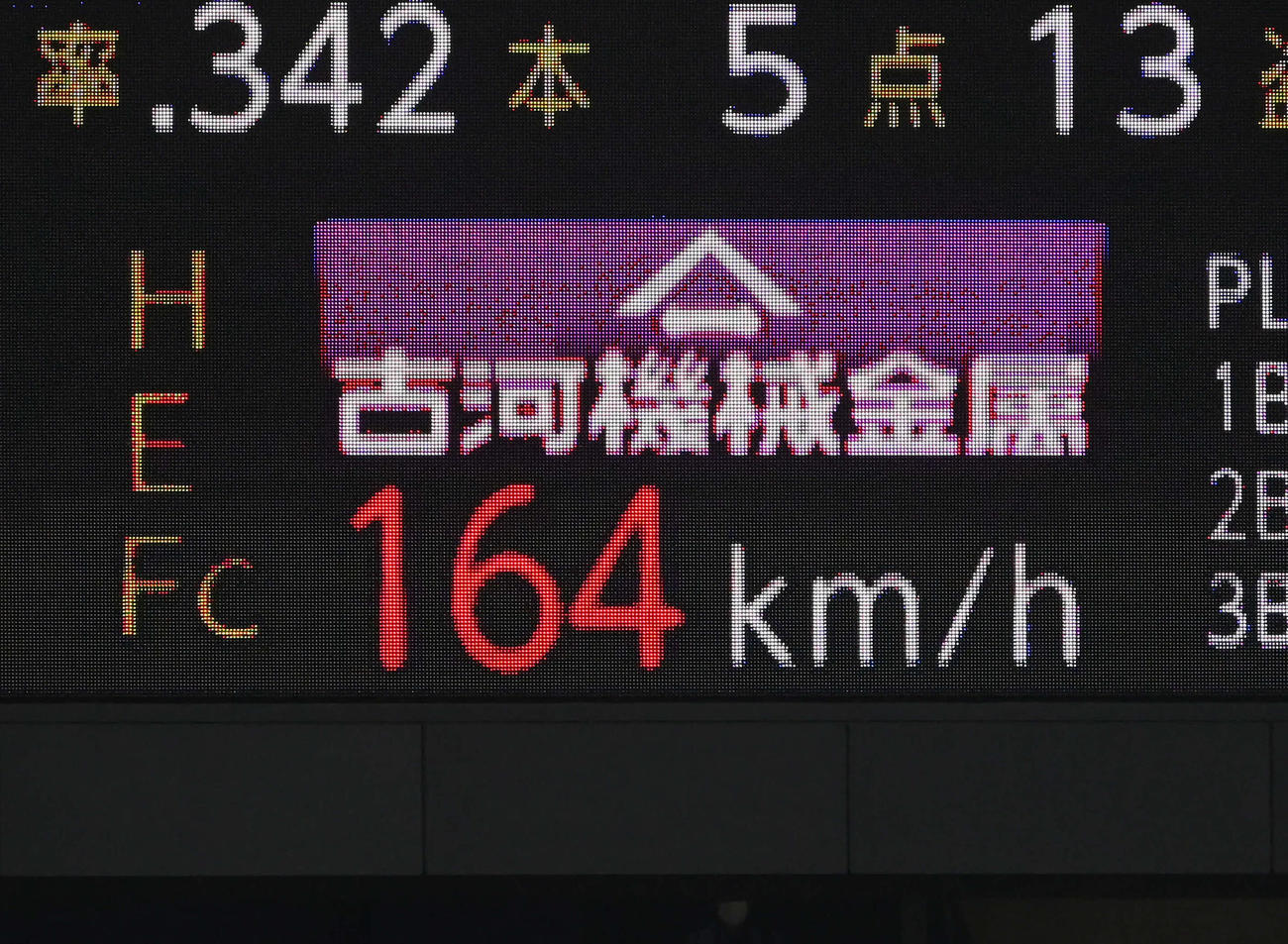 オリックス対楽天　3回裏オリックス2死、打者森の時、164km／hが計測される（撮影・石井愛子）