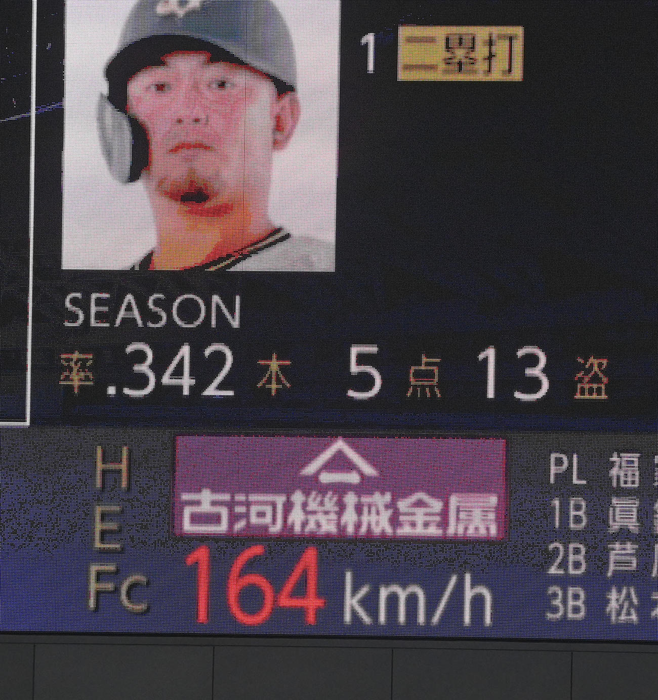 オリックス対ロッテ　3回裏オリックス2死、打者森の時、164キロをマークする佐々木朗（撮影・和賀正仁）