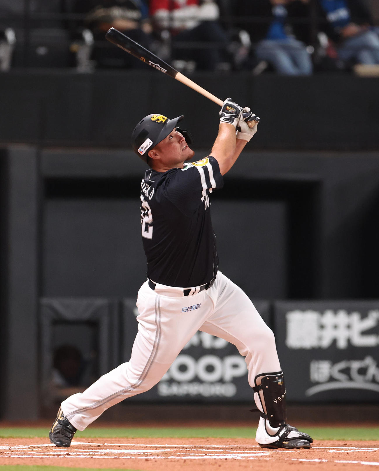 日本ハム対ソフトバンク　1回表ソフトバンク2死一塁、リチャードは右飛に終わる（撮影・佐藤翔太）