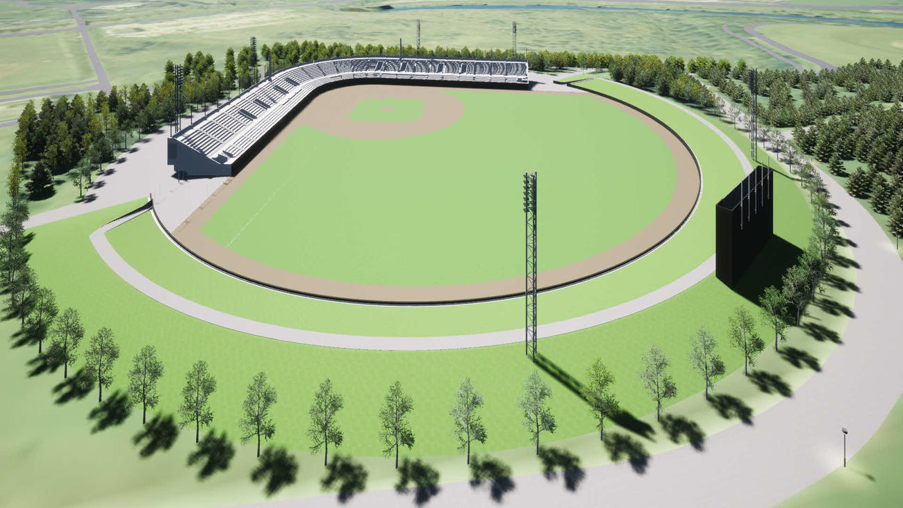 モエレ沼公園野球場の完成予想図（札幌市提供）