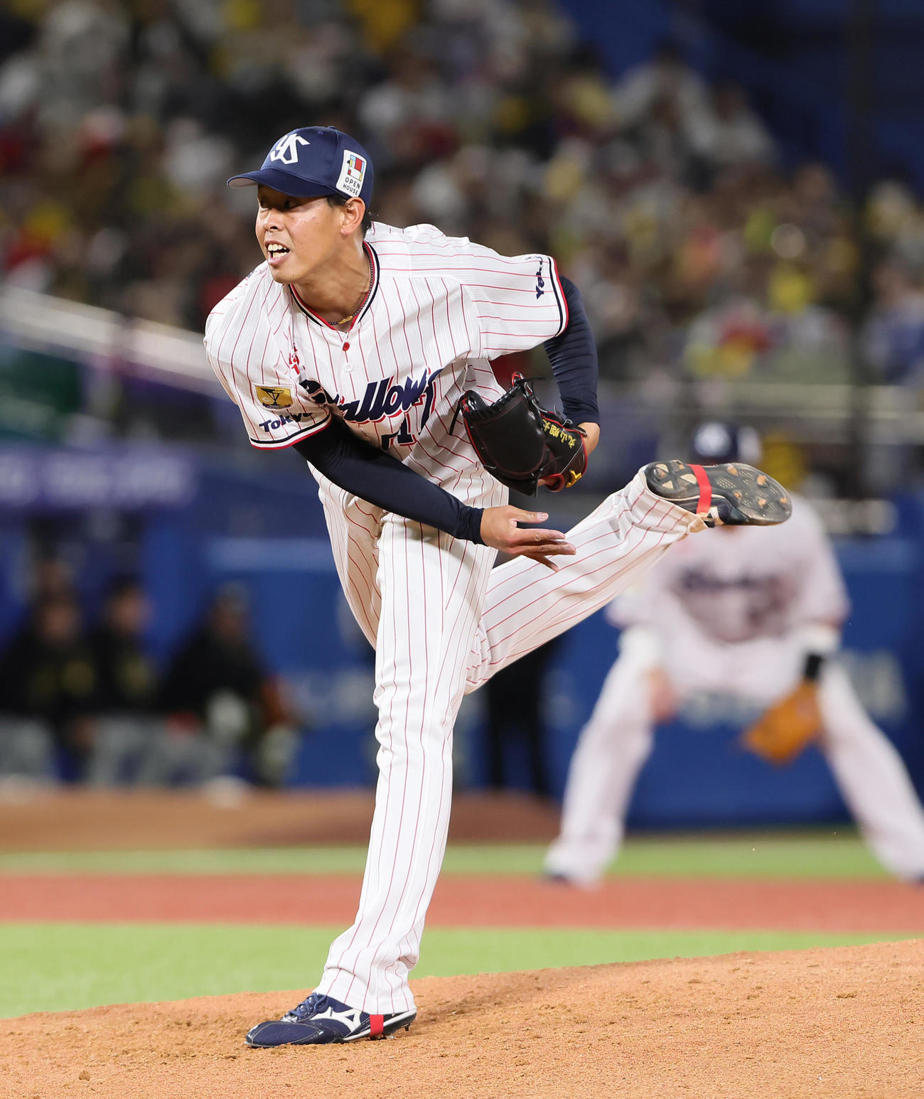 ヤクルト対阪神　この日、支配下登録され登板したヤクルト丸山翔（撮影・足立雅史）