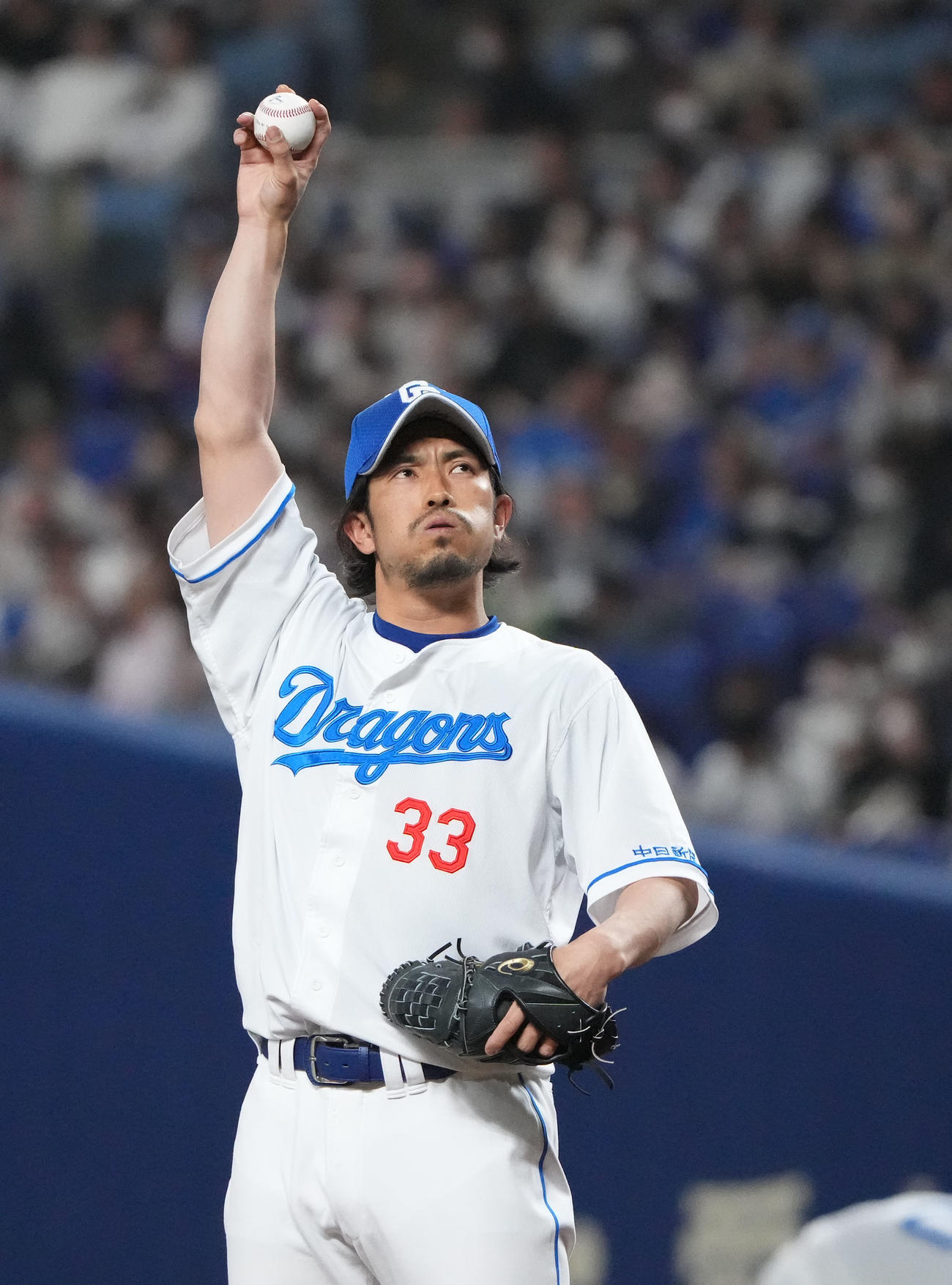 プロ野球中日対DeNA 7回表、中日3番手で登板する祖父江（撮影・森本幸一）