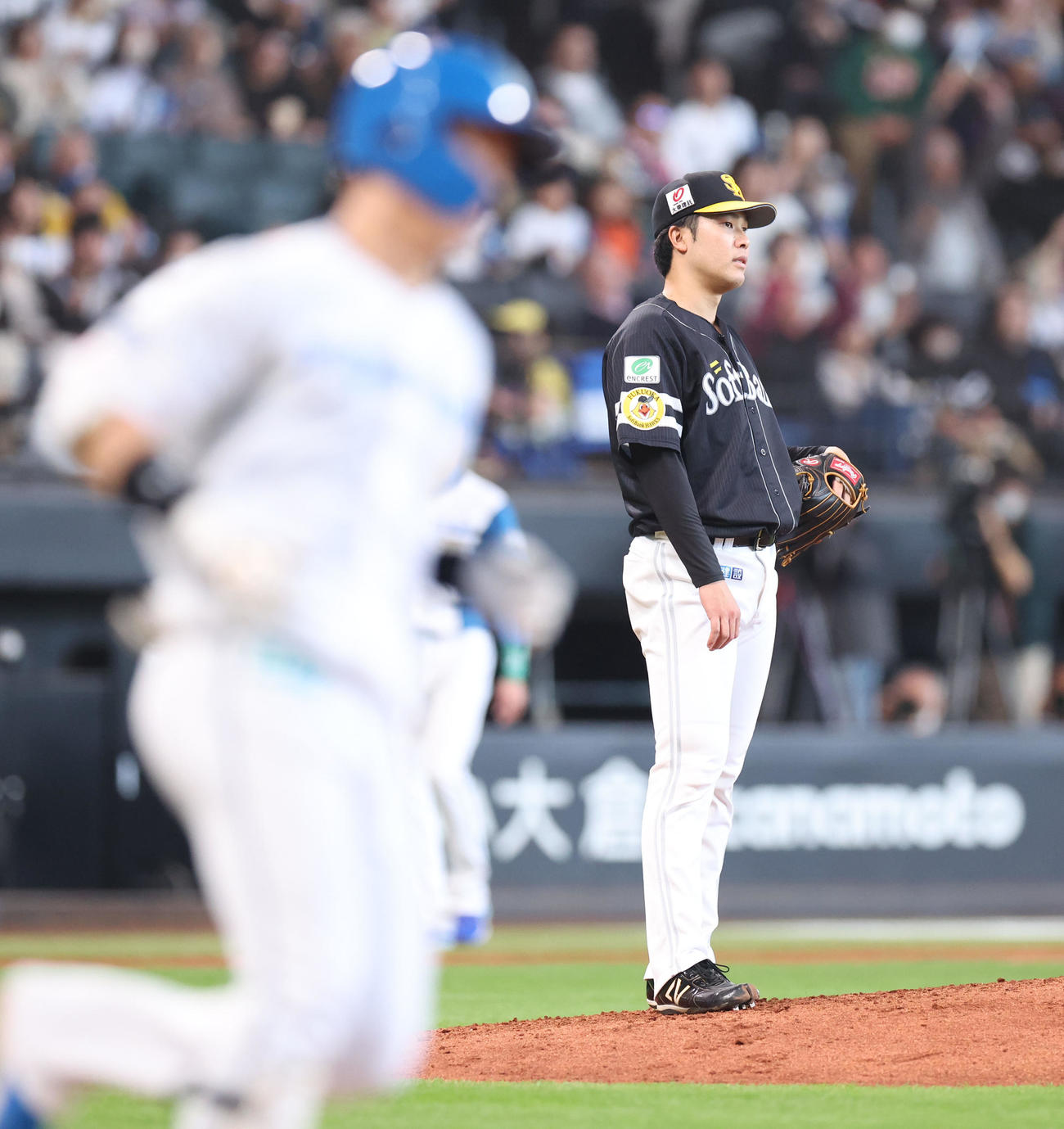 日本ハム対ソフトバンク　5回裏日本ハム無死、矢沢にプロ初となる右越え本塁打を浴びる藤井（撮影・佐藤翔太）