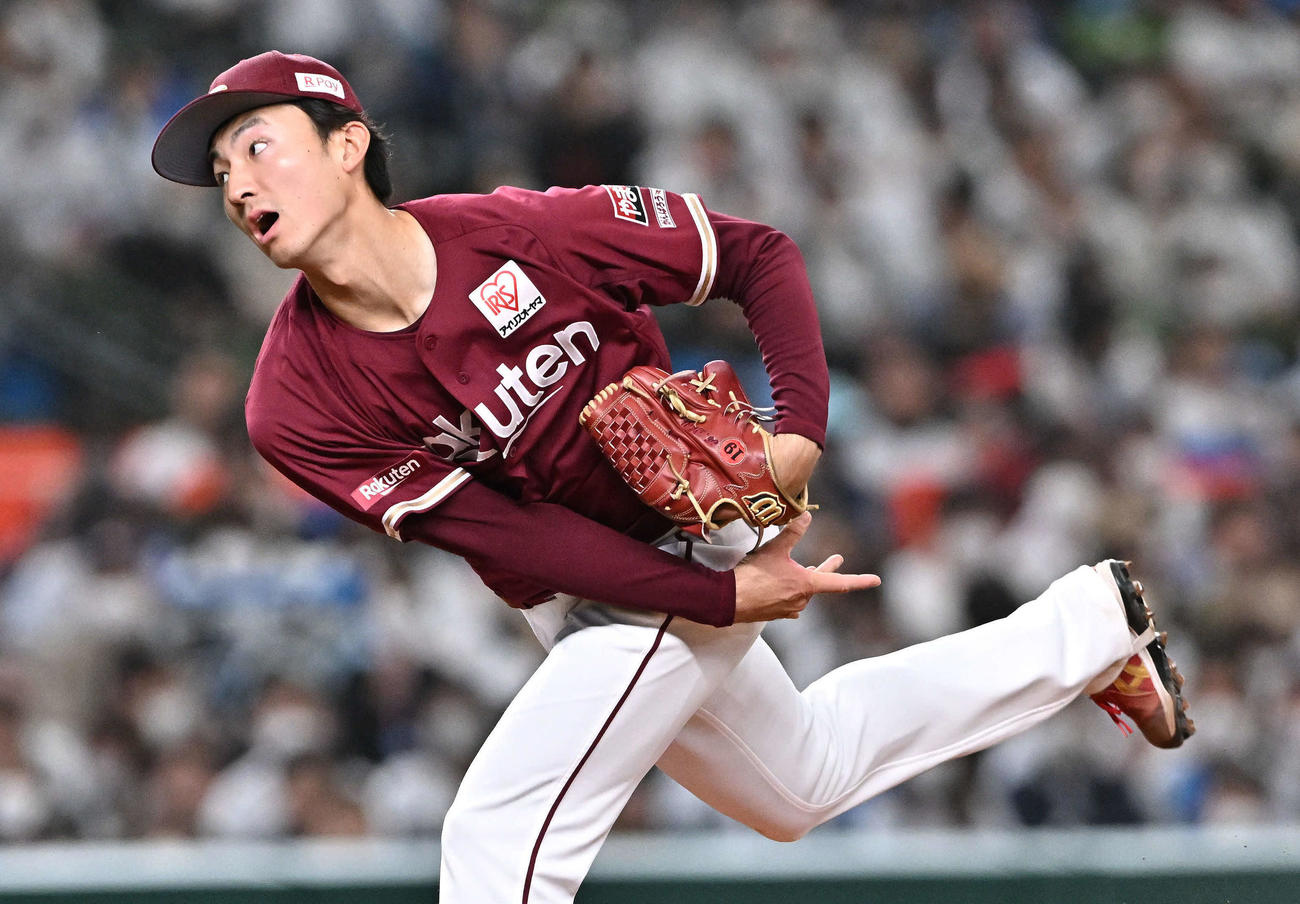西武対楽天　力投する楽天先発の荘司（撮影・滝沢徹郎）