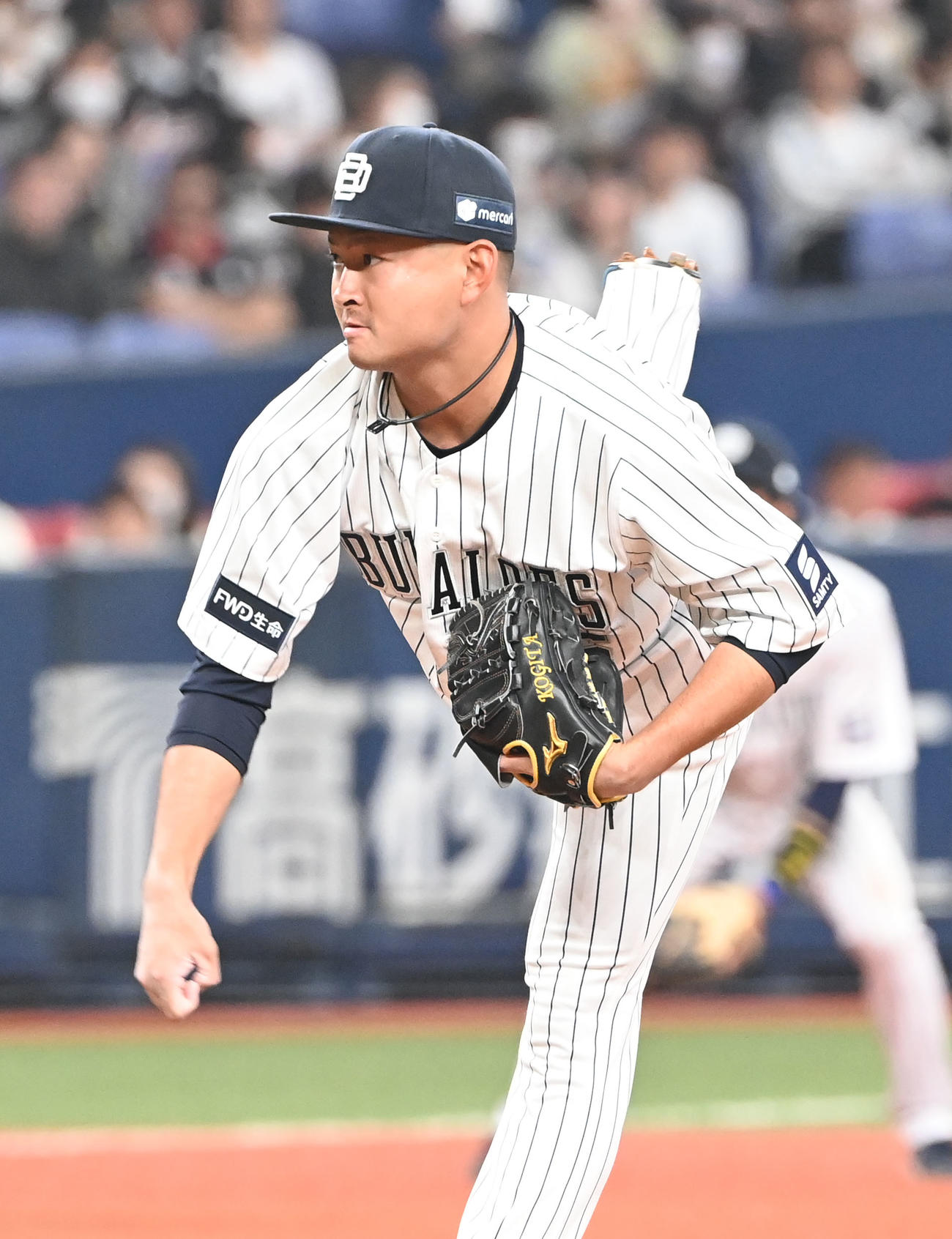 オリックス対ロッテ　11回に登板するオリックス小木田（撮影・和賀正仁）