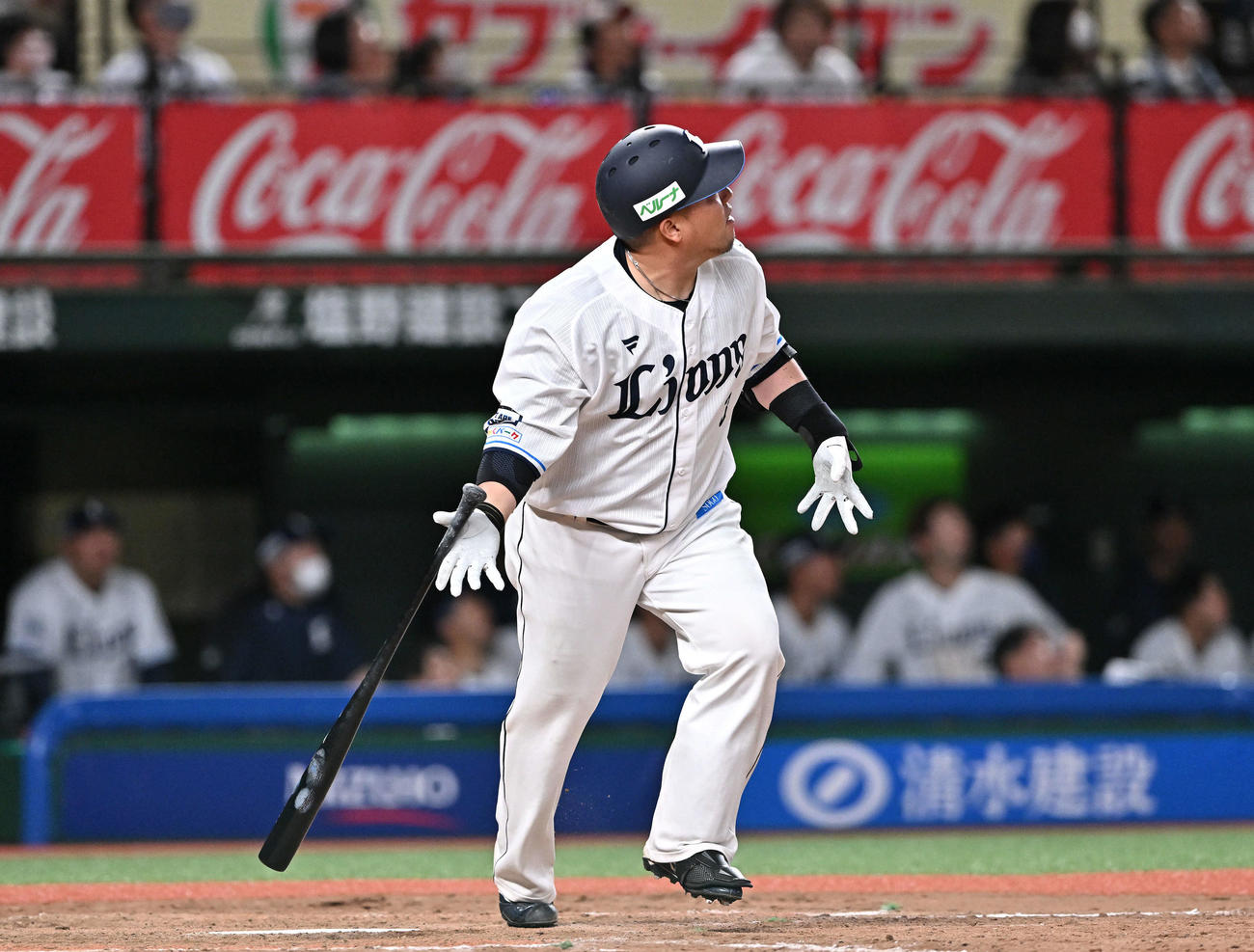 西武対日本ハム　9回裏西武2死一塁、山川は左飛に倒れる（撮影・滝沢徹郎）