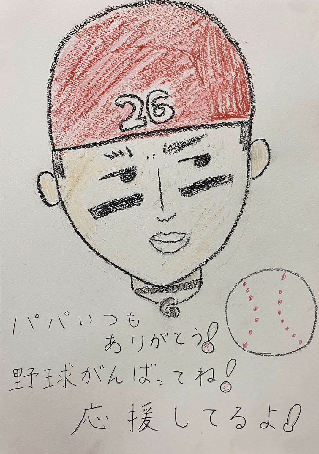 楽天炭谷銀仁朗捕手の10歳長女が描いたパパの絵
