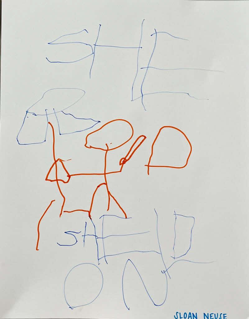 阪神シェルドン・ノイジーの4歳の長男・スローン君が書いた父ノイジーの似顔絵
