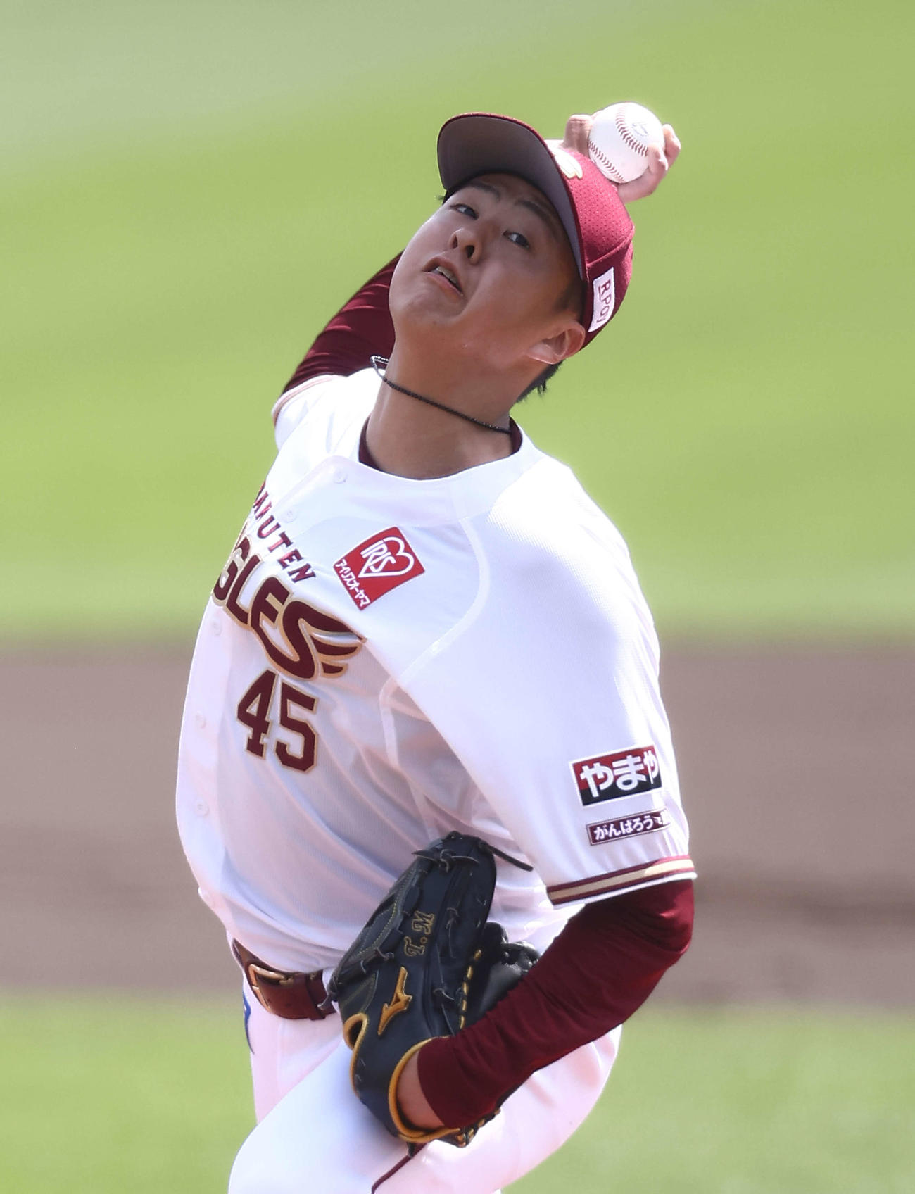 楽天対ロッテ楽天対ロッテ　試楽天先発の松井友（撮影・河田真司）