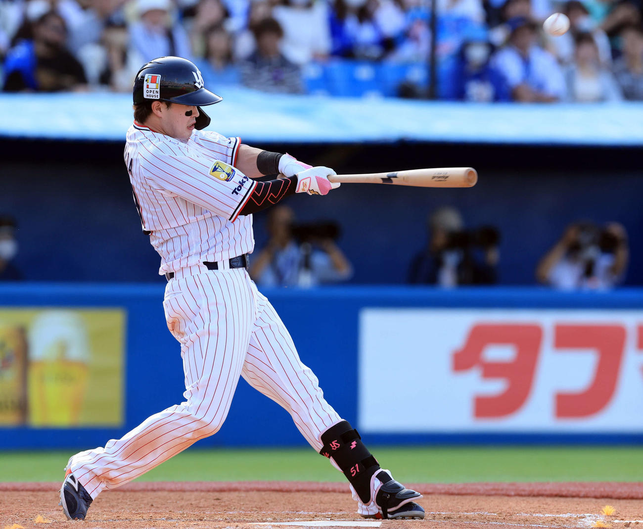 ヤクルト対DeNA 5回裏ヤクルト無死、浜田は左越えソロ本塁打を放つ（撮影・浅見桂子）