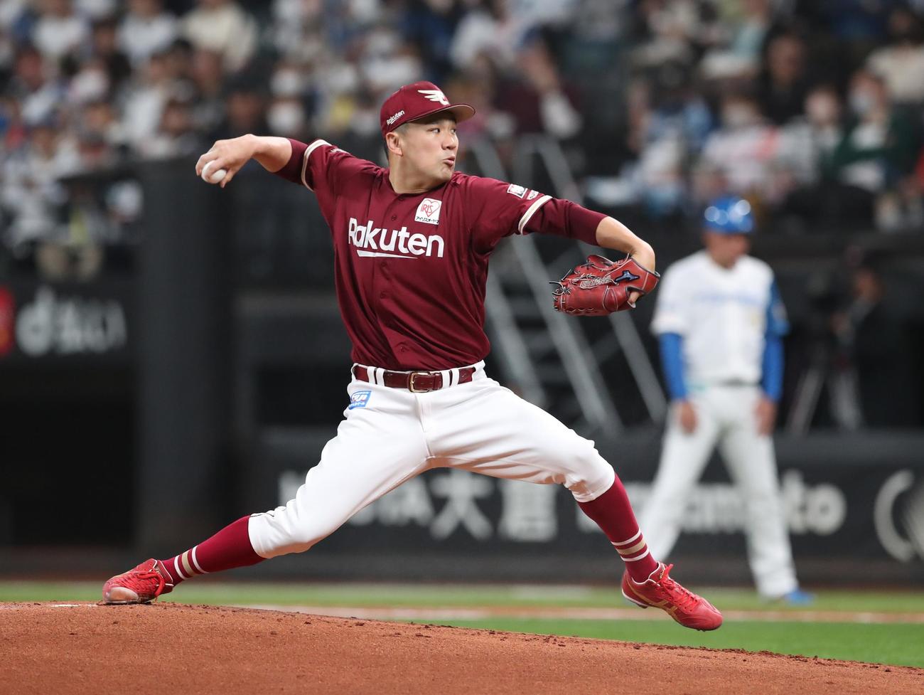 日本ハム対楽天　楽天先発の田中将（撮影・黒川智章）