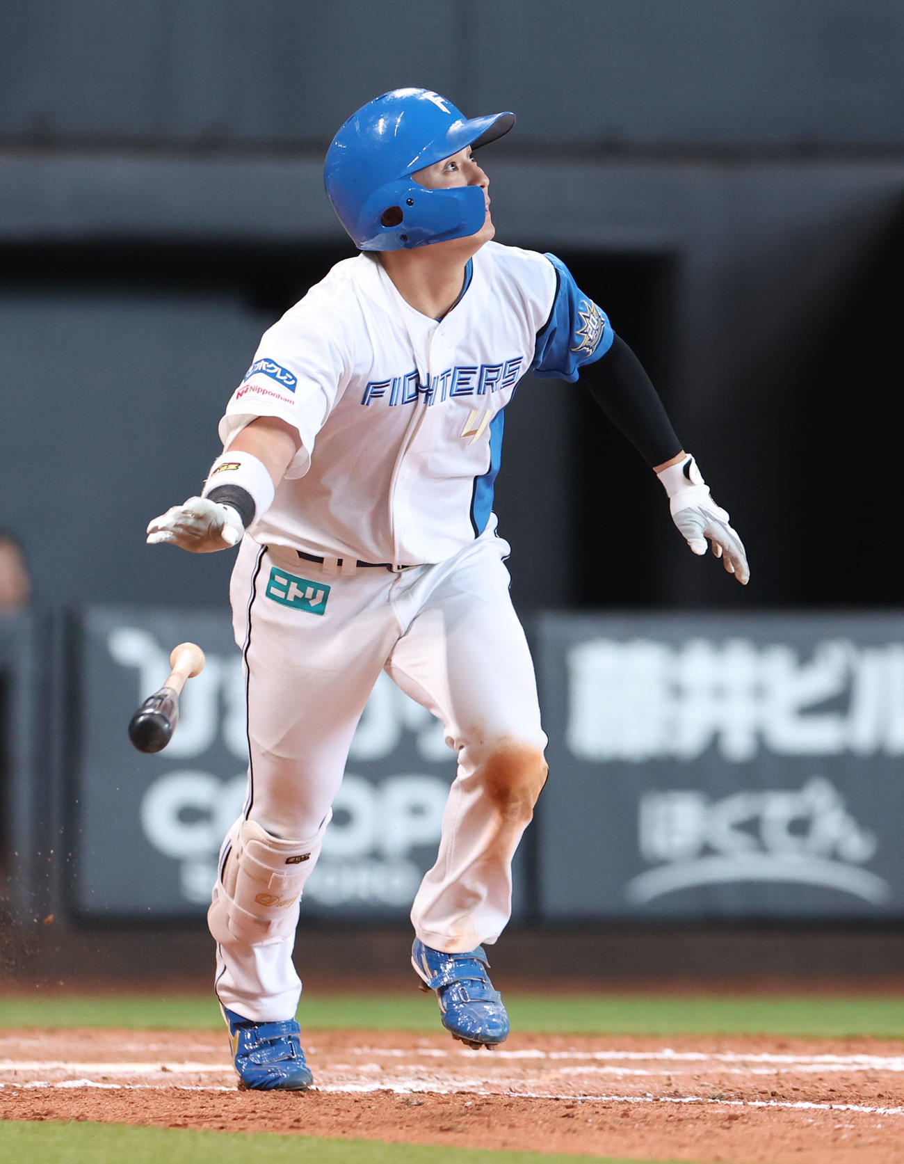 日本ハム対楽天　9回裏日本ハム1死一、二塁、上川畑はサヨナラ打を放つ（撮影・佐藤翔太）