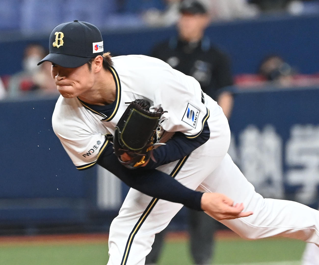 オリックス対西武　8回に登板するオリックス阿部（撮影・和賀正仁）
