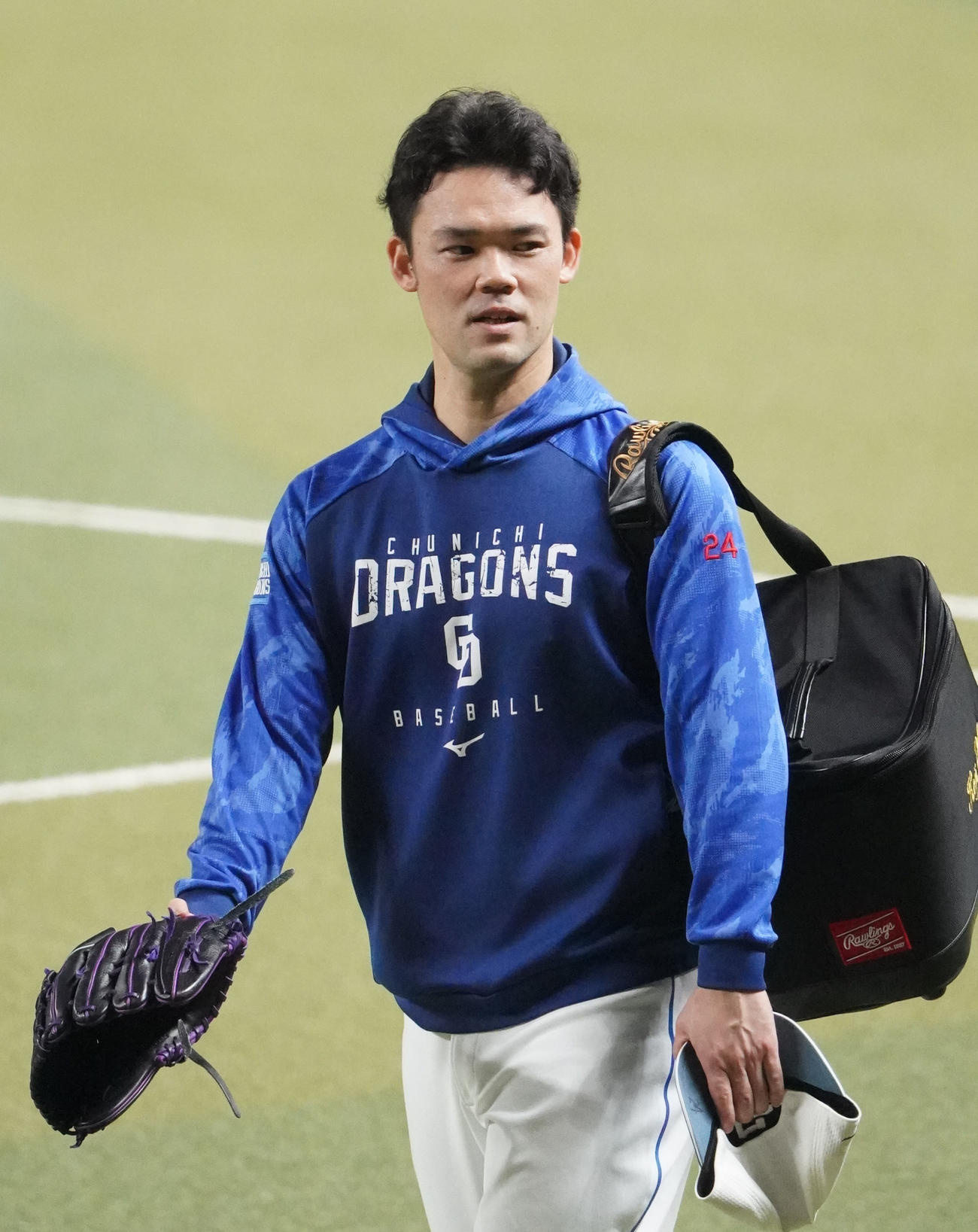 トレーニングを終え引き上げる福谷（撮影・森本幸一）