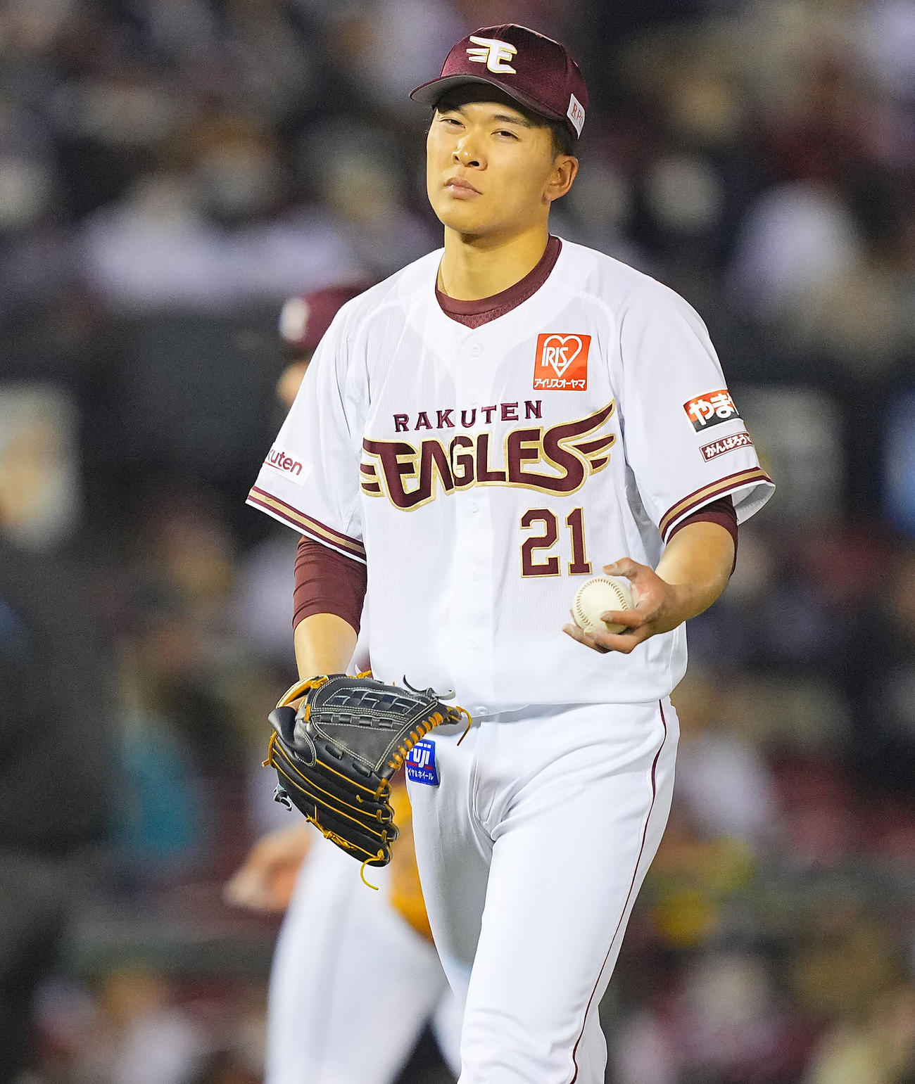 楽天対オリックス　8回表オリックスに先制を許しさえない表情の楽天先発の早川（撮影・垰建太）