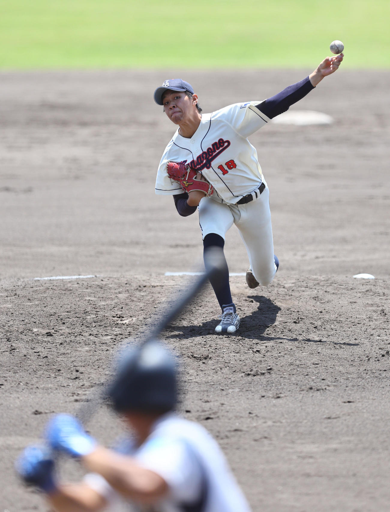 京滋大学野球春季リーグ　花園大対滋賀大　7安打3失点で完投勝利を飾った花園大・小林純大（撮影・藤尾明華）