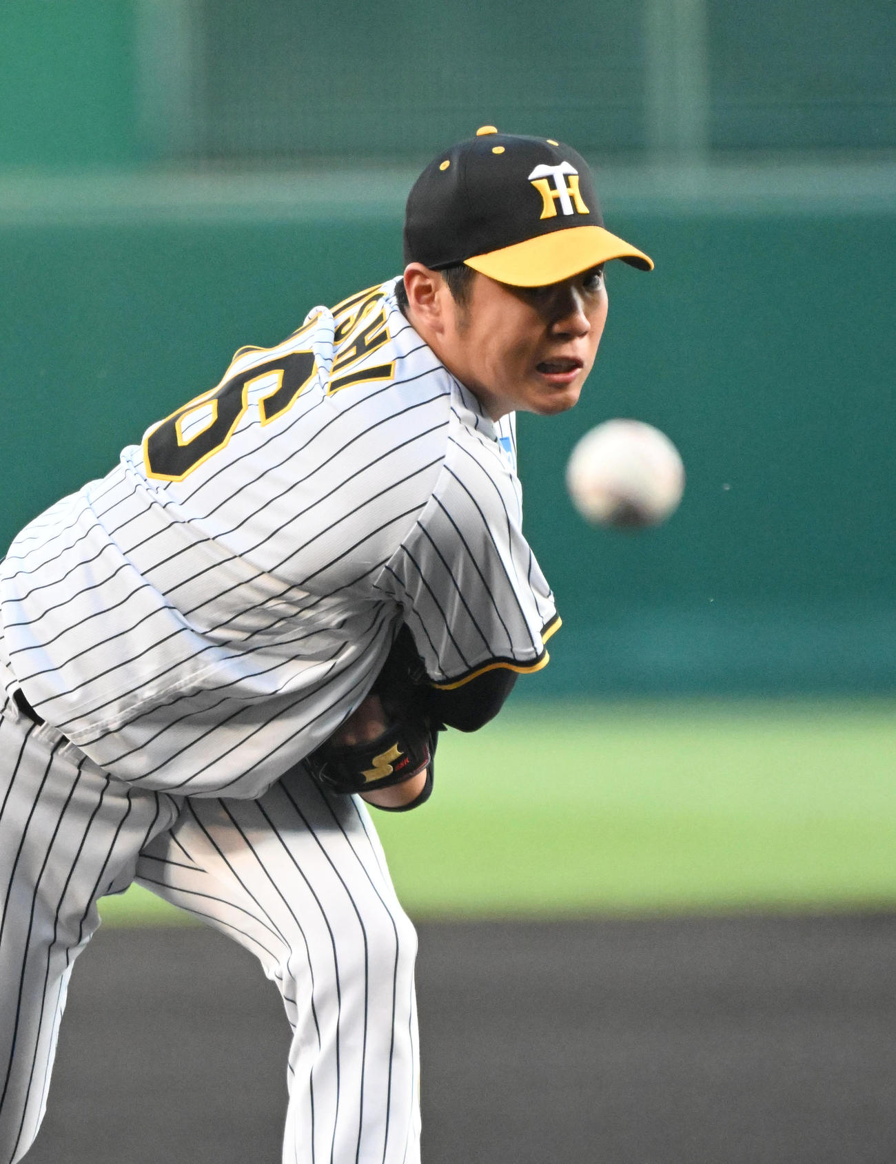 阪神対ヤクルト　力投する西勇（撮影・石井愛子）