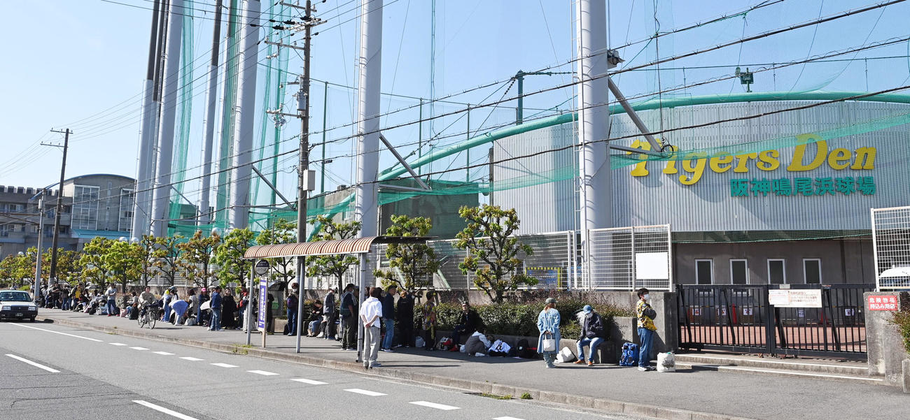 阪神対ソフトバンク　整理券を求め並ぶファン（撮影・前岡正明）