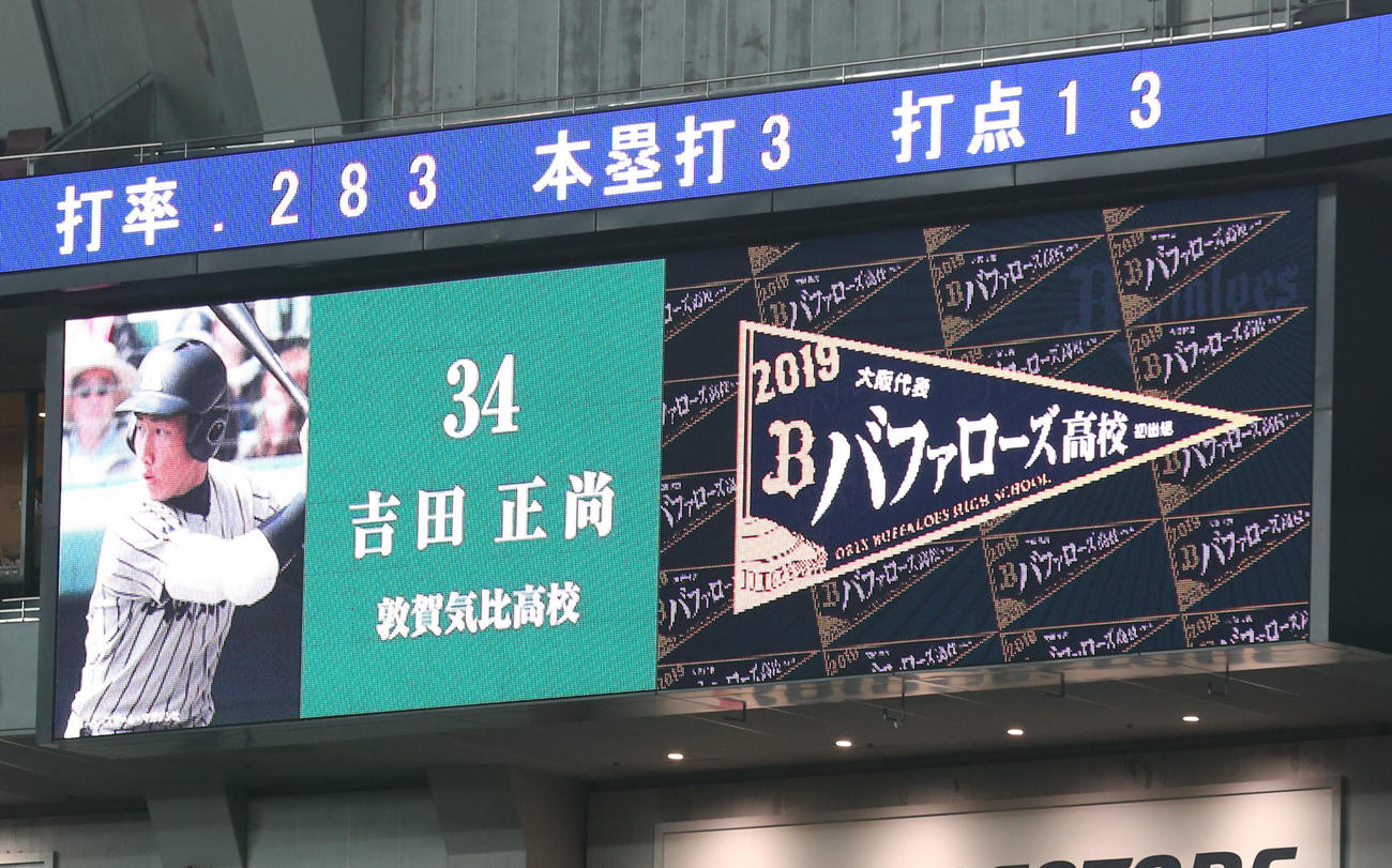 2019年6月2日、大阪代表バファローズ高校のアナウンスでオリックスの選手が紹介される