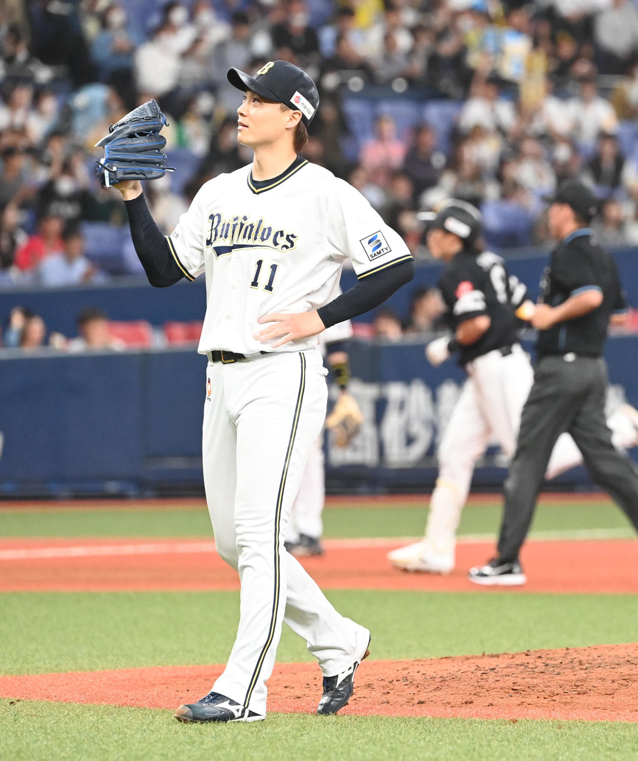 オリックス対ソフトバンク　4回表ソフトバンク無死、柳田にソロ本塁打を浴びる山崎福（撮影・和賀正仁）