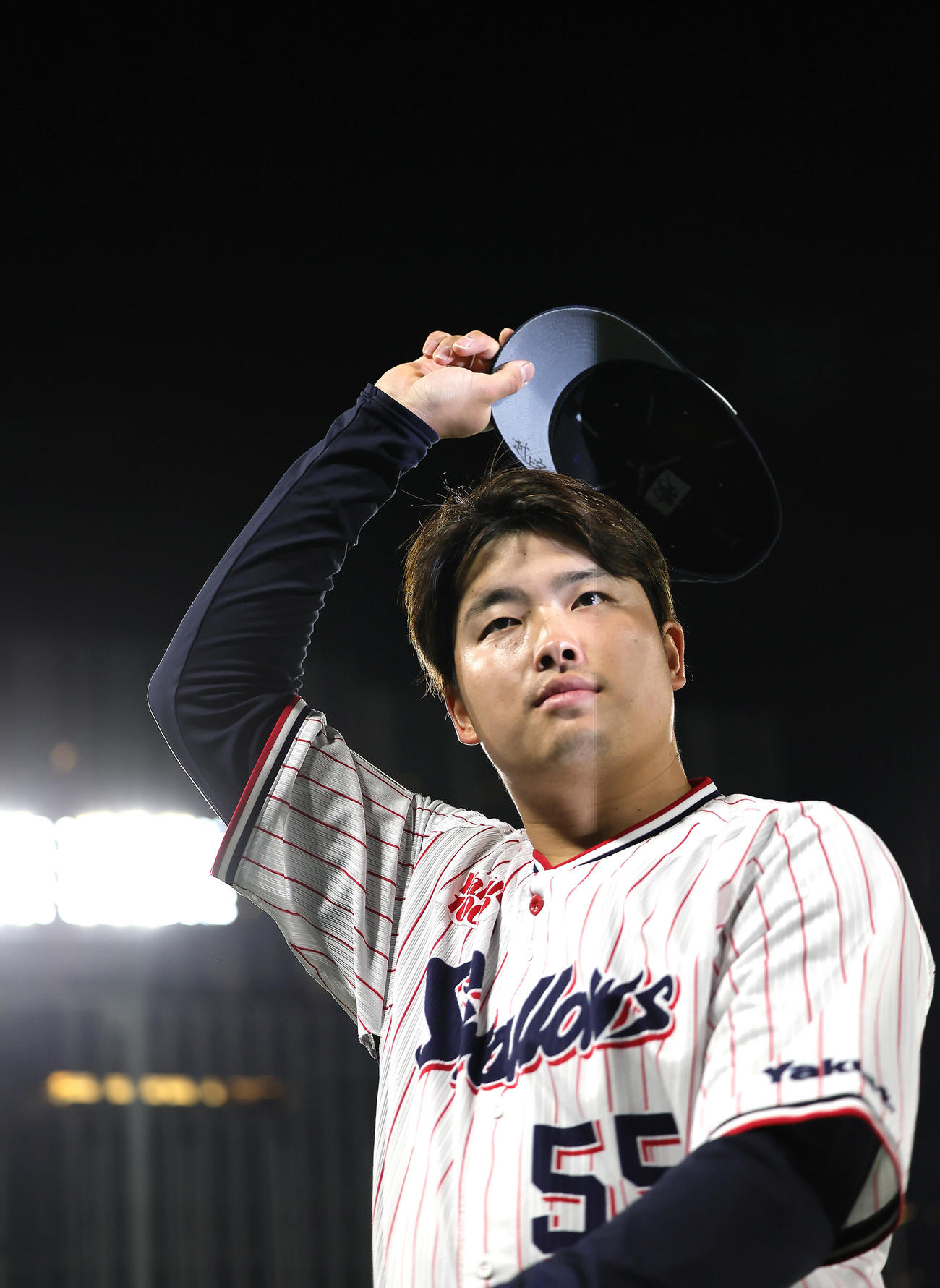 ヤクルト対中日　2本の2点本塁打の活躍を見せたヤクルト村上（撮影・足立雅史）