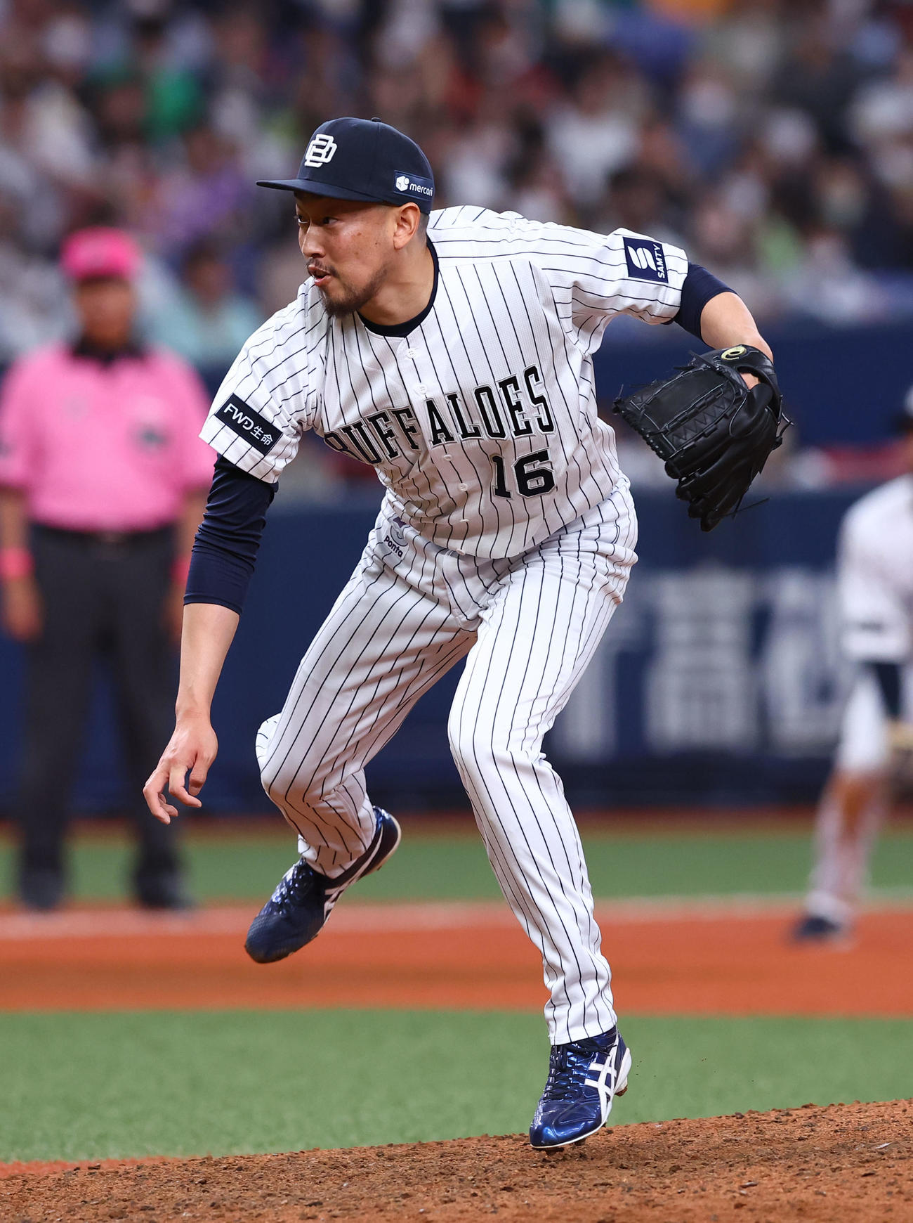 オリックス対ソフトバンク　9回に5番手で登板したオリックス平野（撮影・藤尾明華）