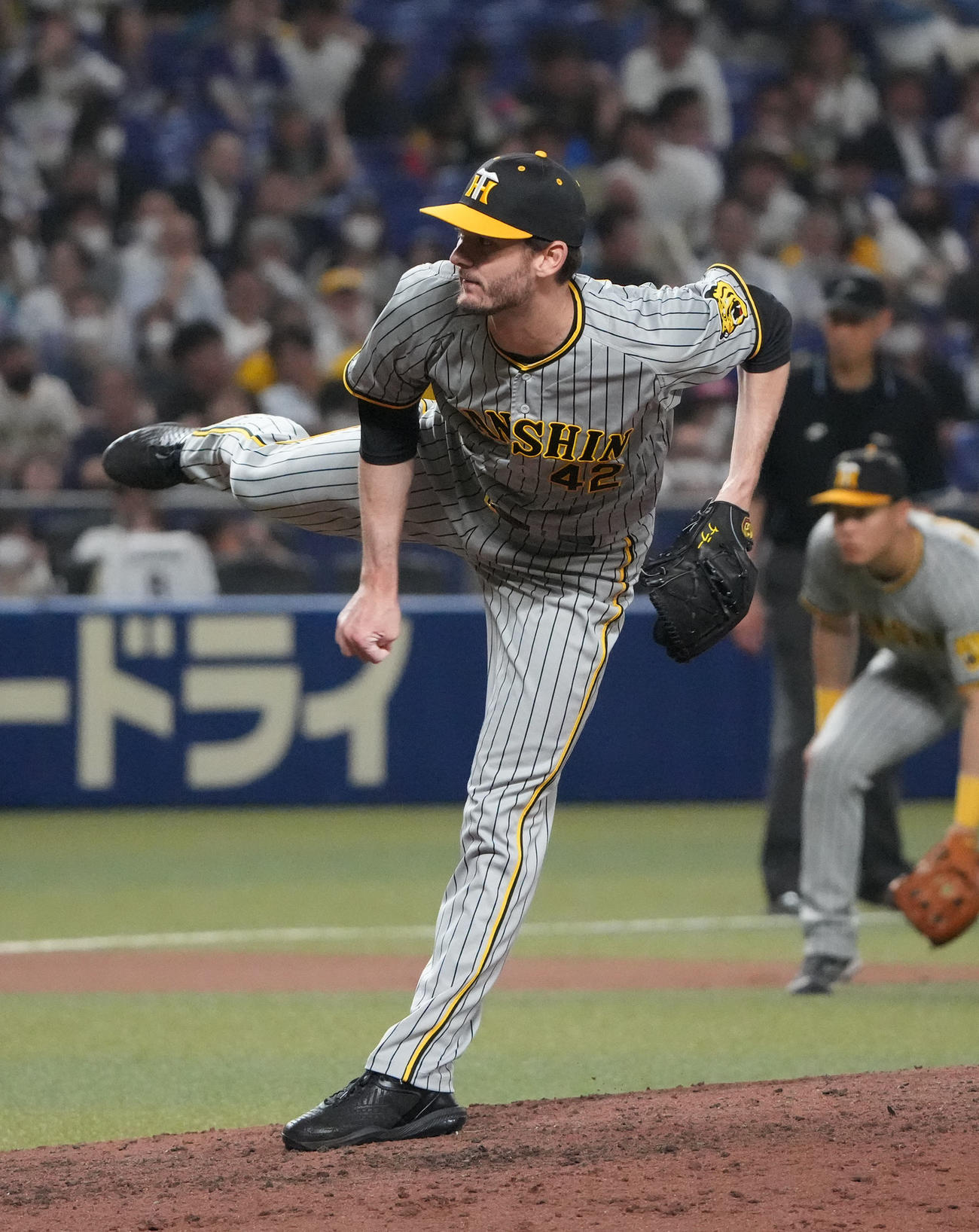 中日対阪神　8回裏、阪神2番手で登板するK・ケラー（撮影・森本幸一）