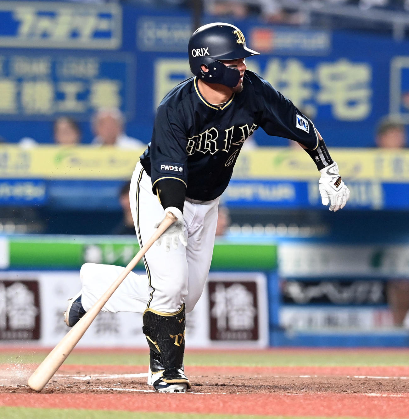 ロッテ対オリックス　4回表オリックス1死、中前打を放つ森（撮影・たえ見朱実）