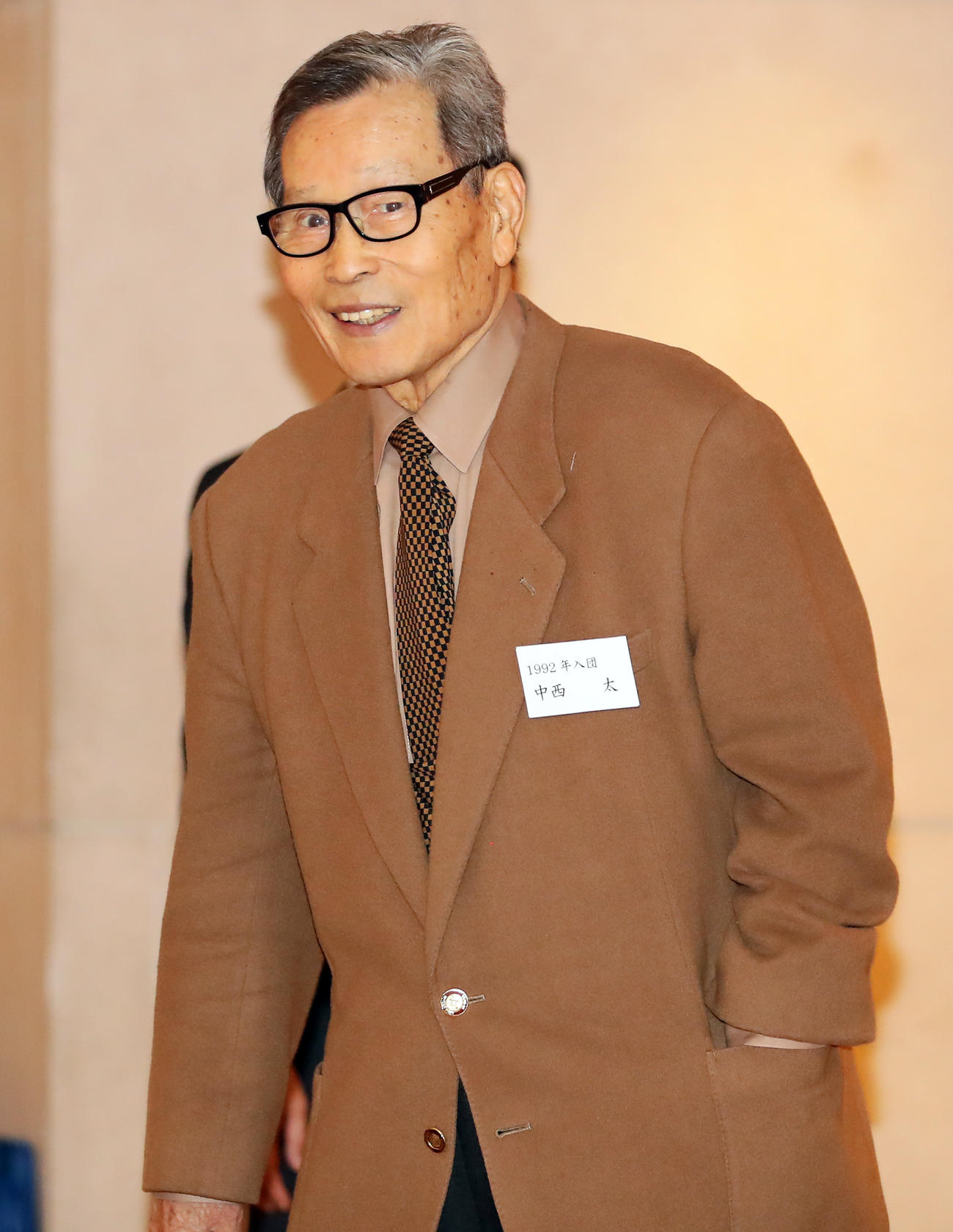 巨人OB会総会に出席する中西太氏（撮影・浅見桂子）