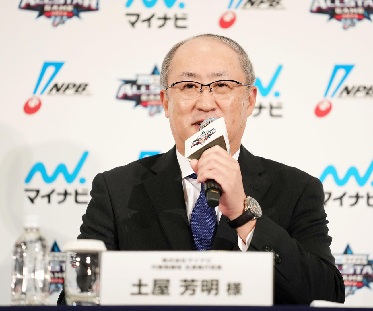 オールスターゲーム開催を発表する株式会社マイナビ代表取締役社長執行役員土屋芳明氏（撮影・横山健太）
